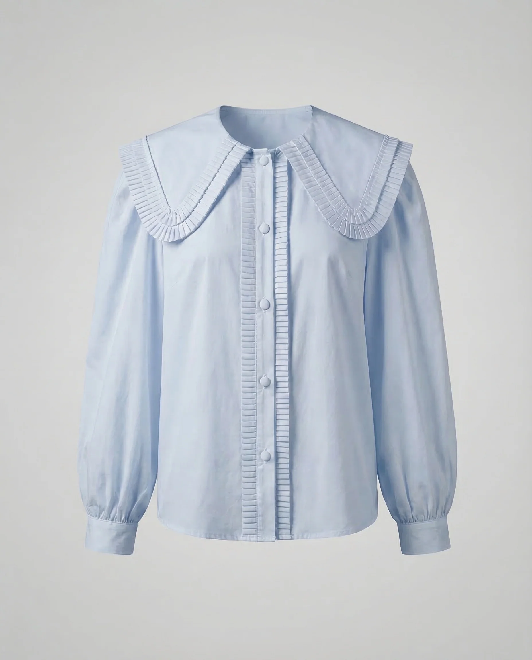 Damen Baumwollbluse Plisseekragen - Image 6