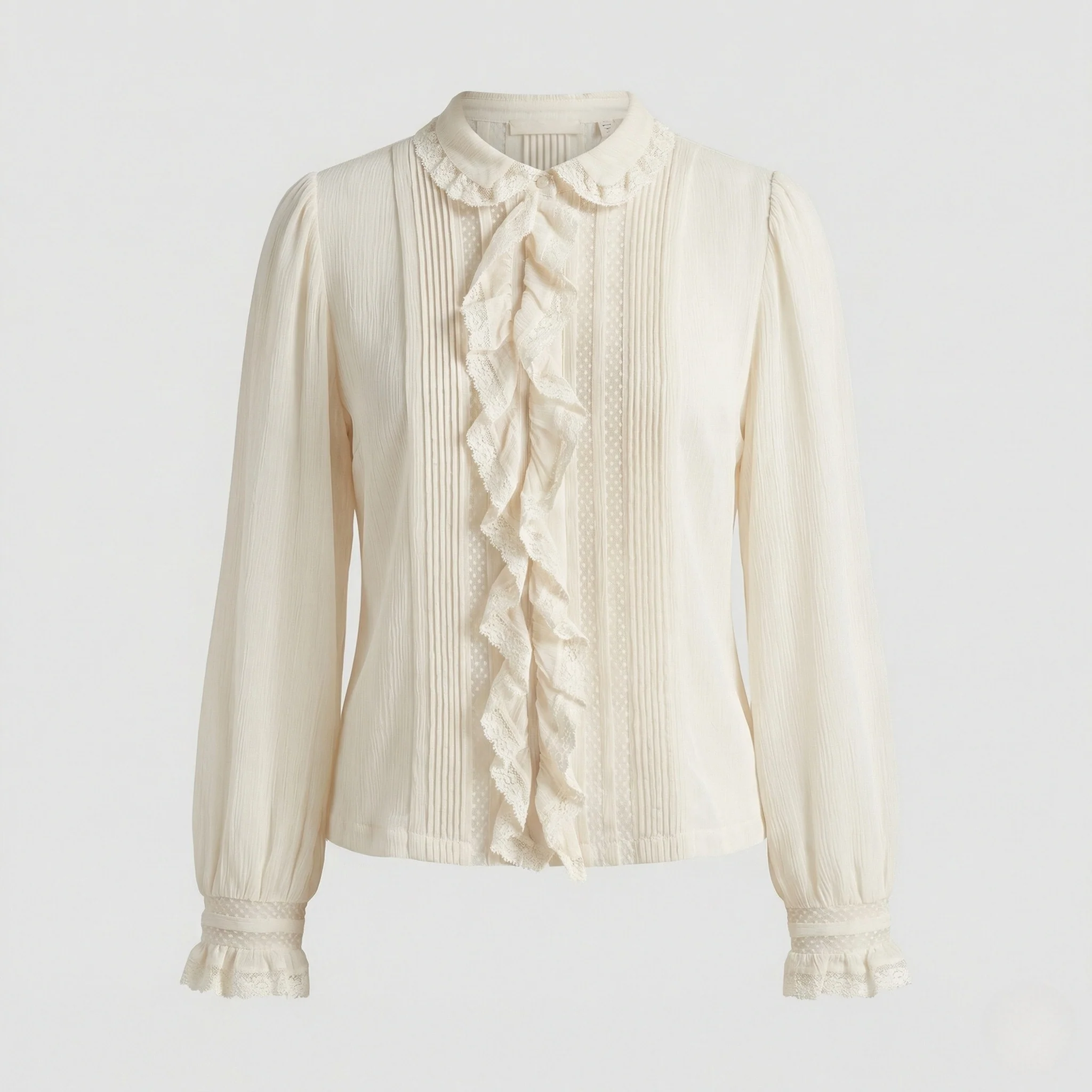 Chiffonbluse Romantisch Mit Rüschenkragen Damen - Image 5