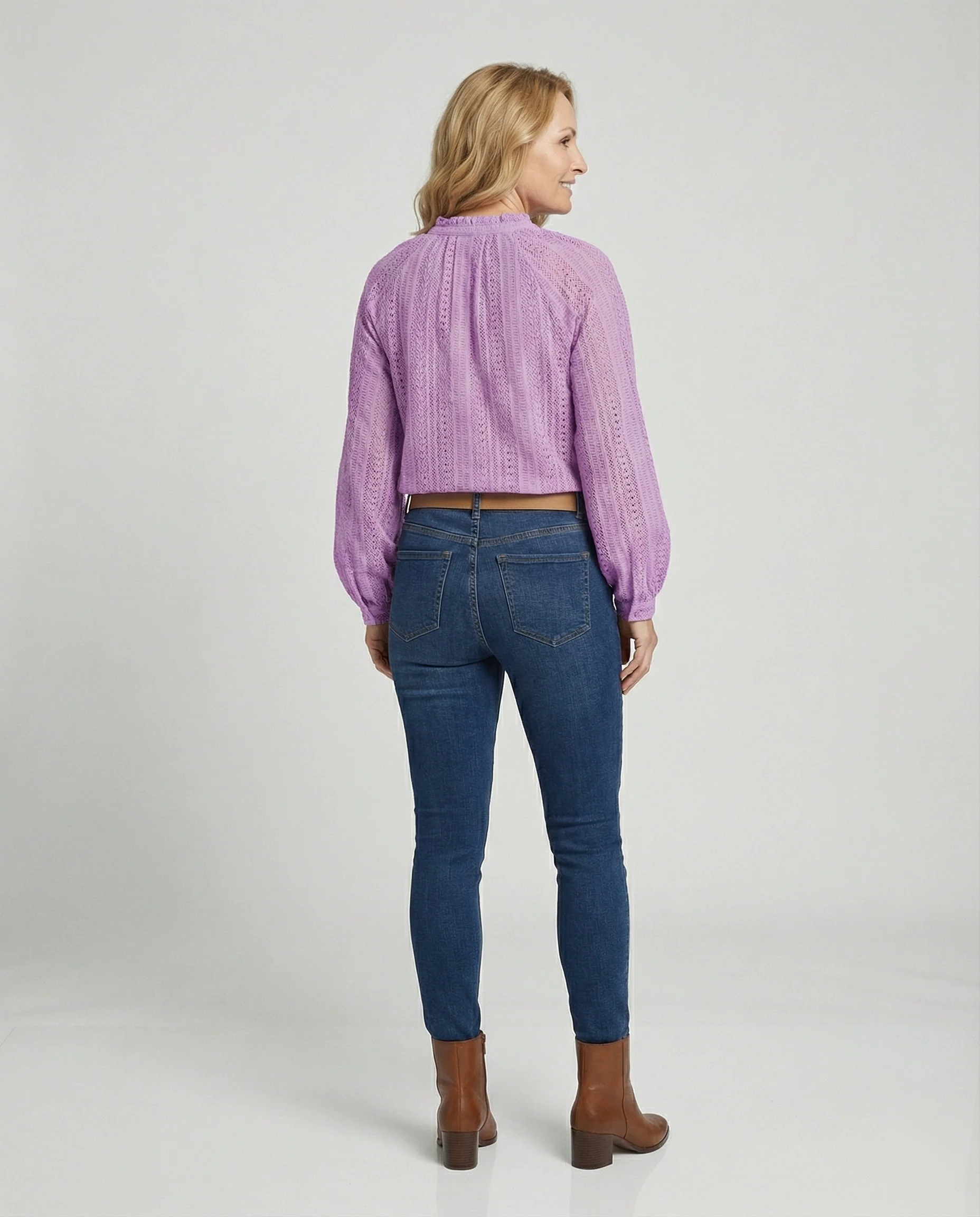 Häkelspitzenbluse Mit V-Ausschnitt Damen - Image 5