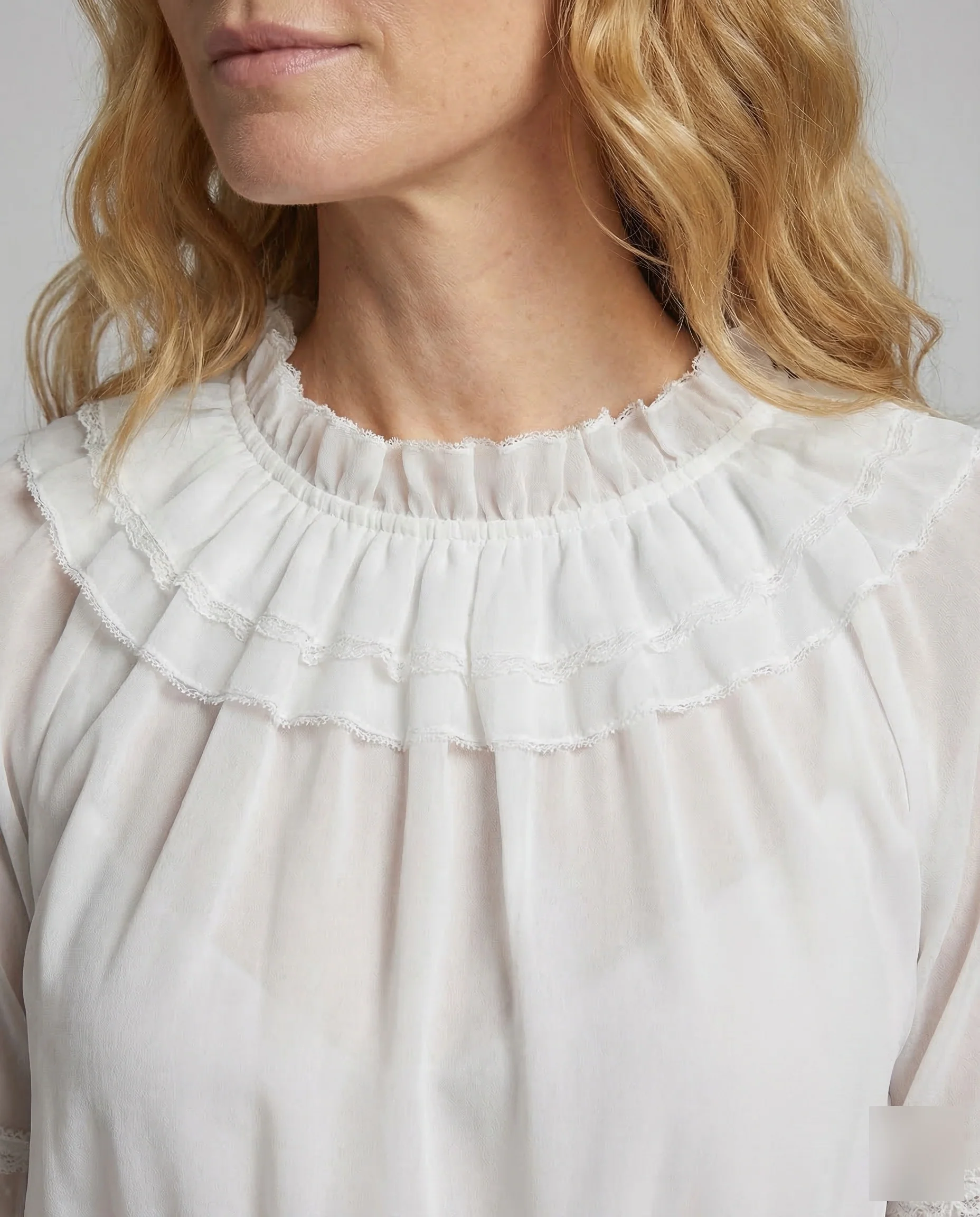 Damen Chiffonbluse Carmen Spitze - Image 3