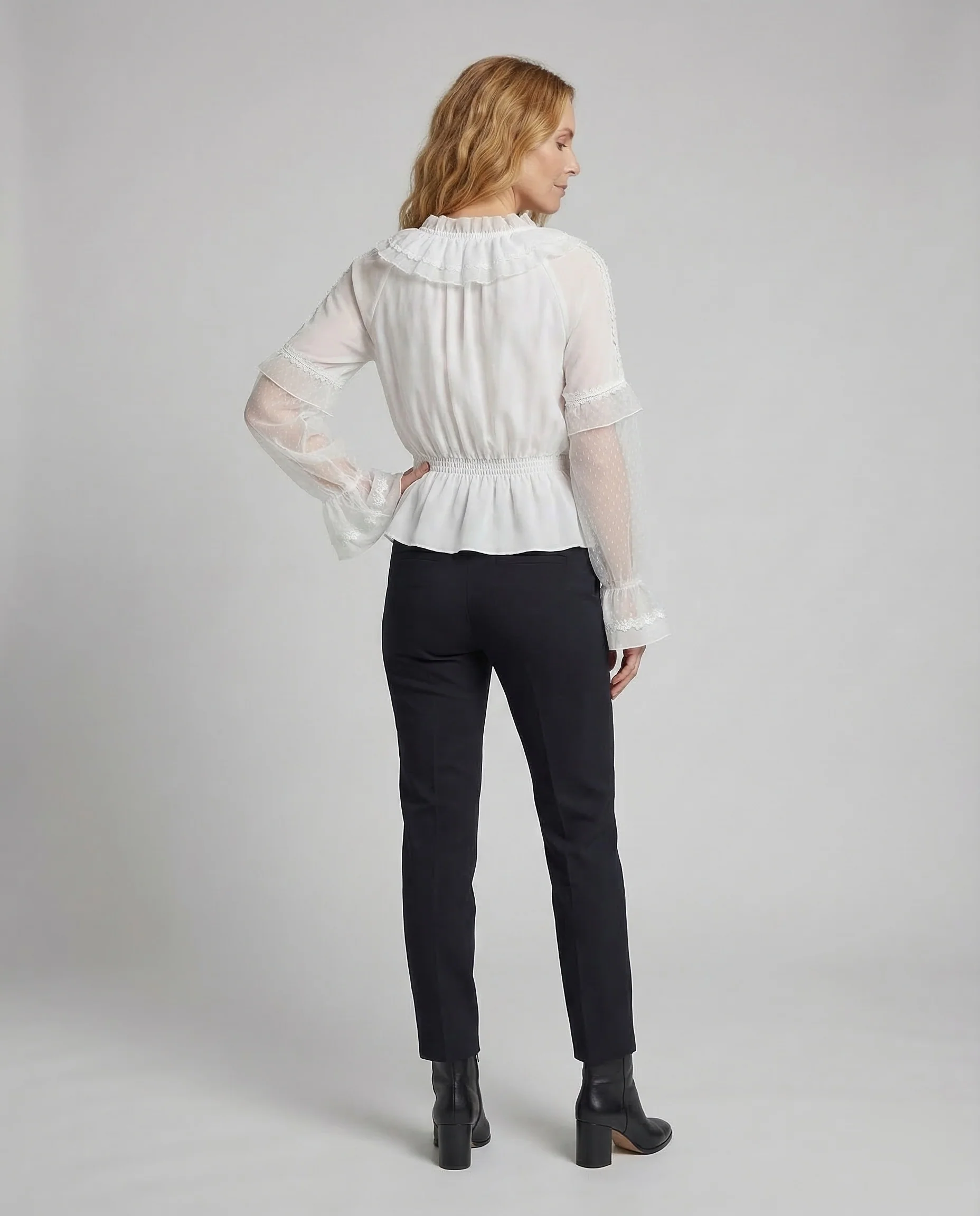 Damen Chiffonbluse Carmen Spitze - Image 4