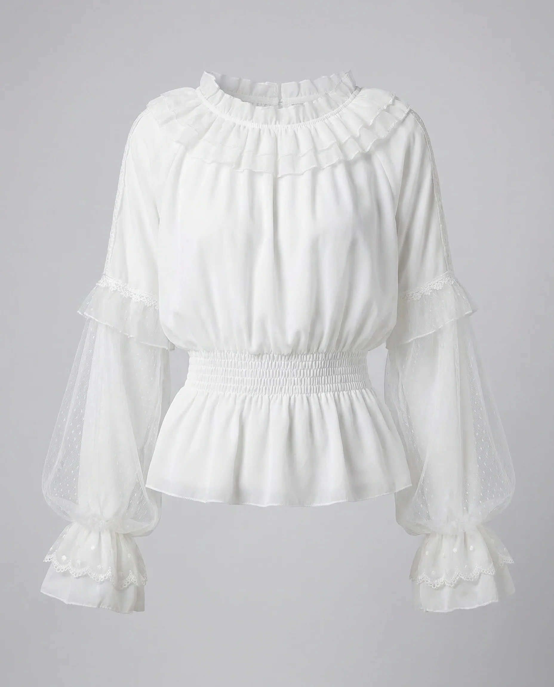 Damen Chiffonbluse Carmen Spitze - Image 5