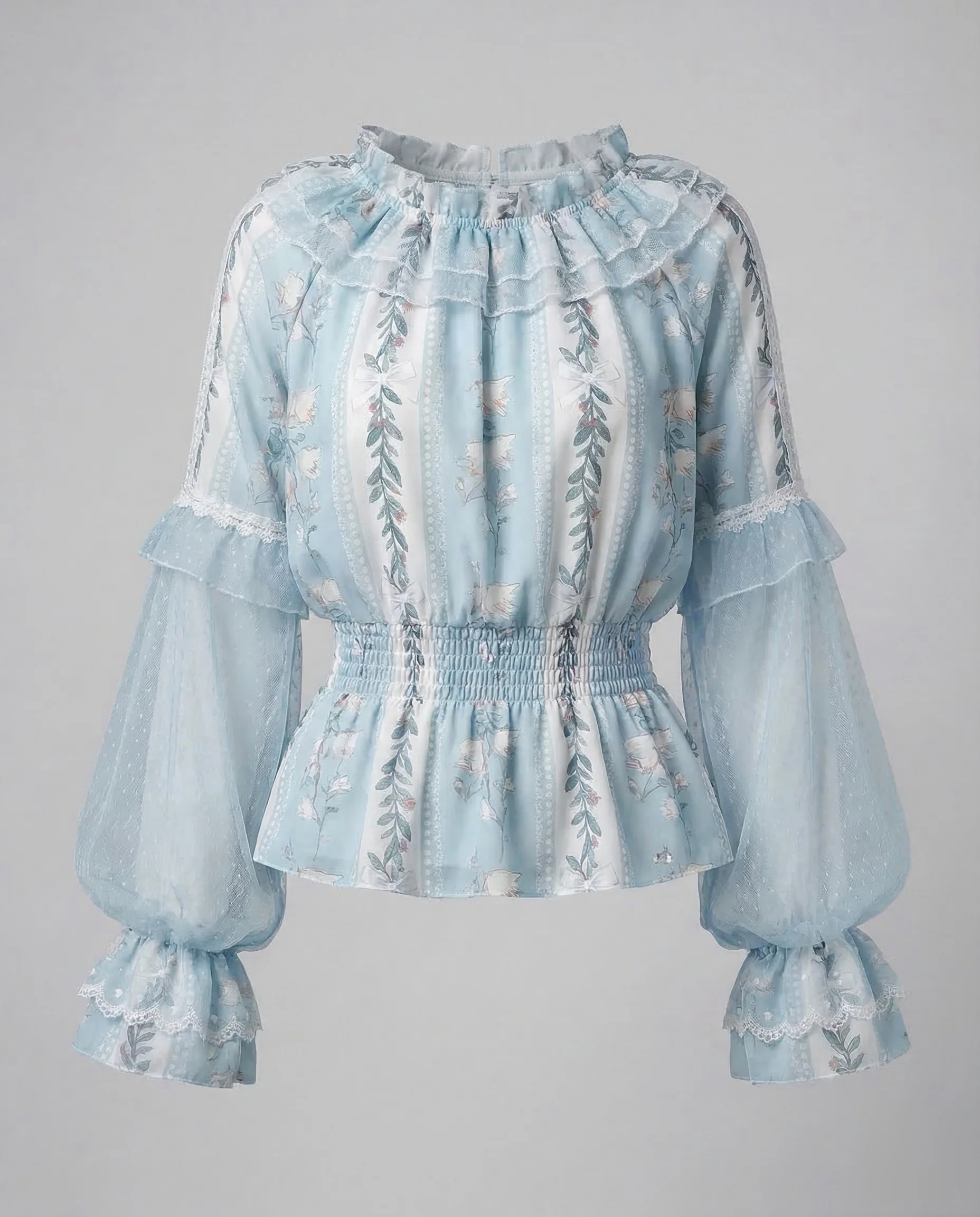 Damen Chiffonbluse Carmen Spitze - Image 6