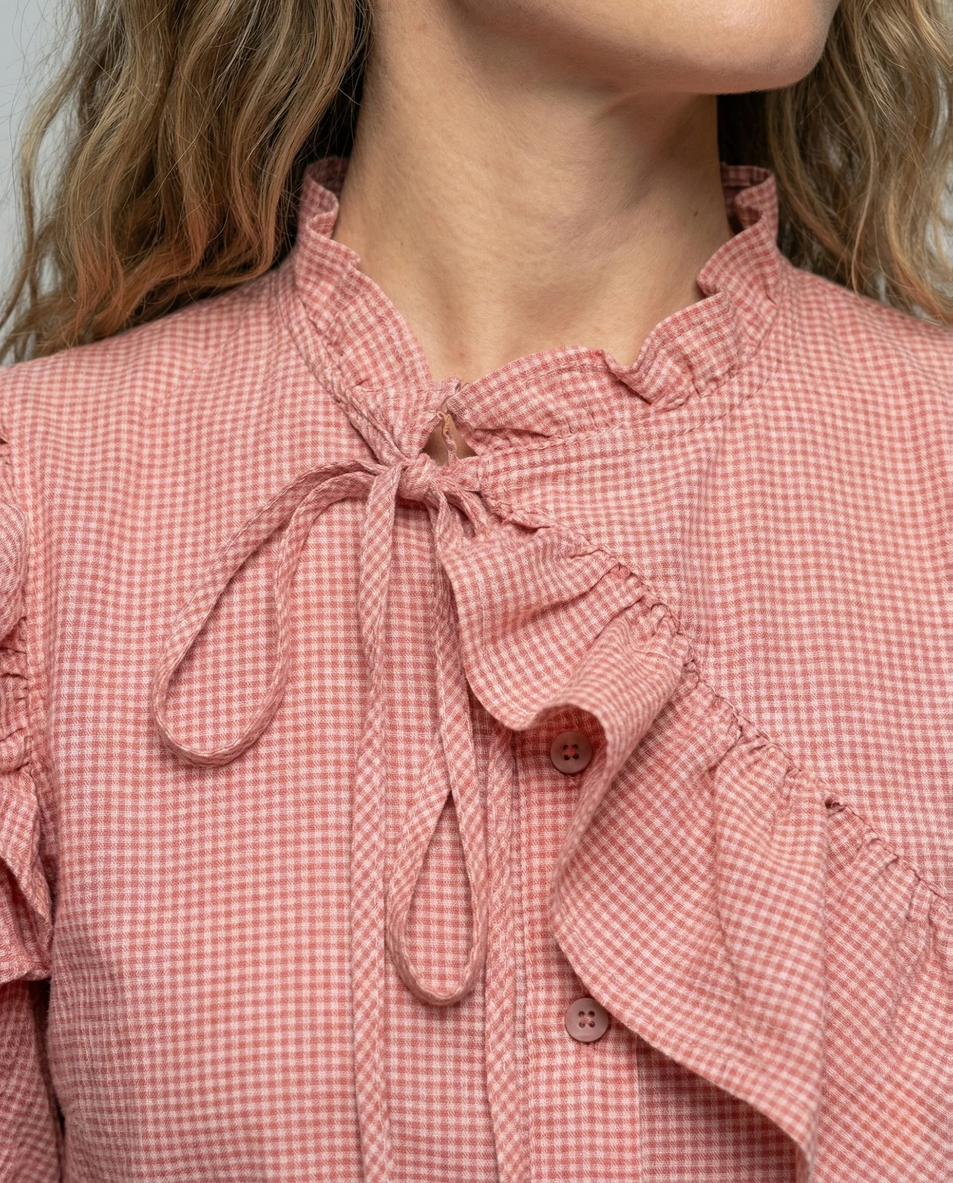 Damen Volantbluse mit Asymmetrischer Rüschenfront - Image 3