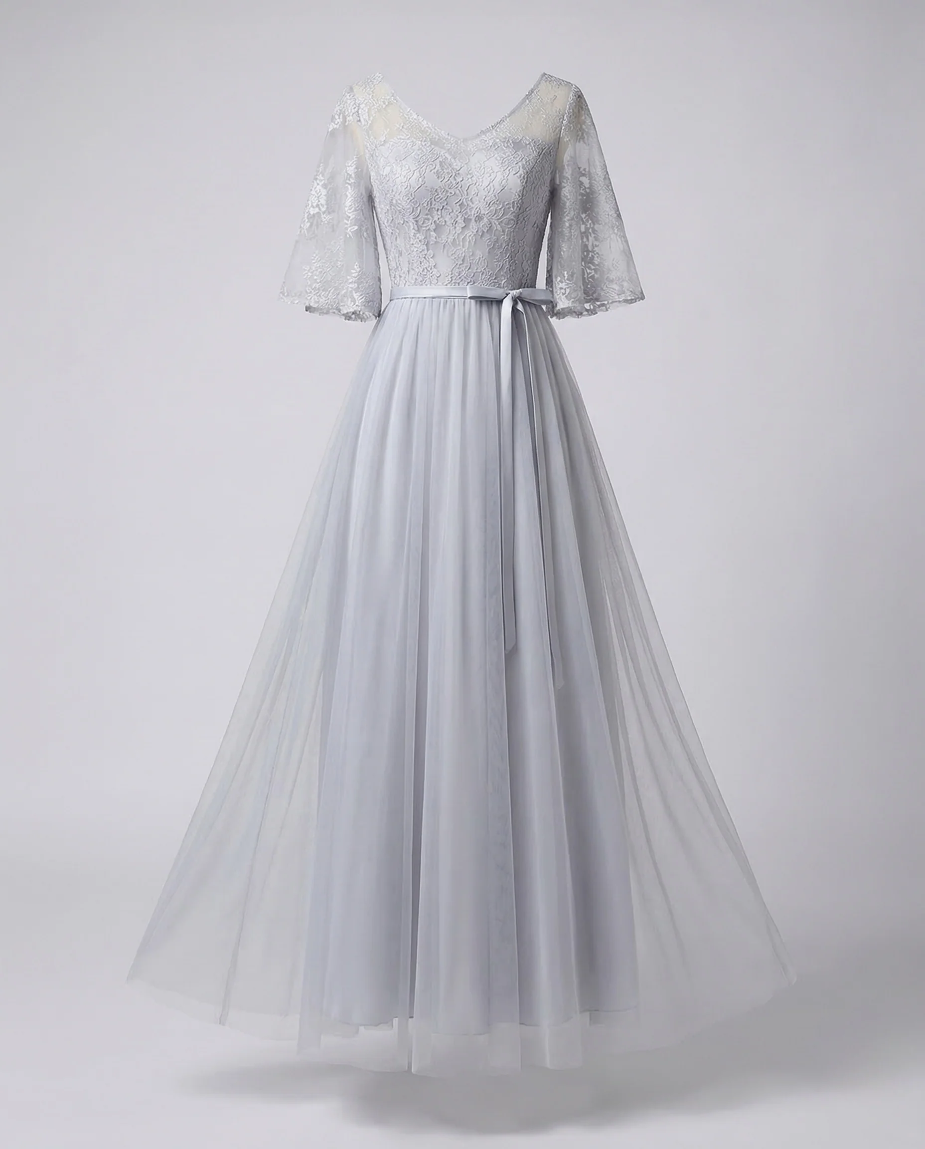 Damen Abendkleid Spitze Tüllcape - Image 5