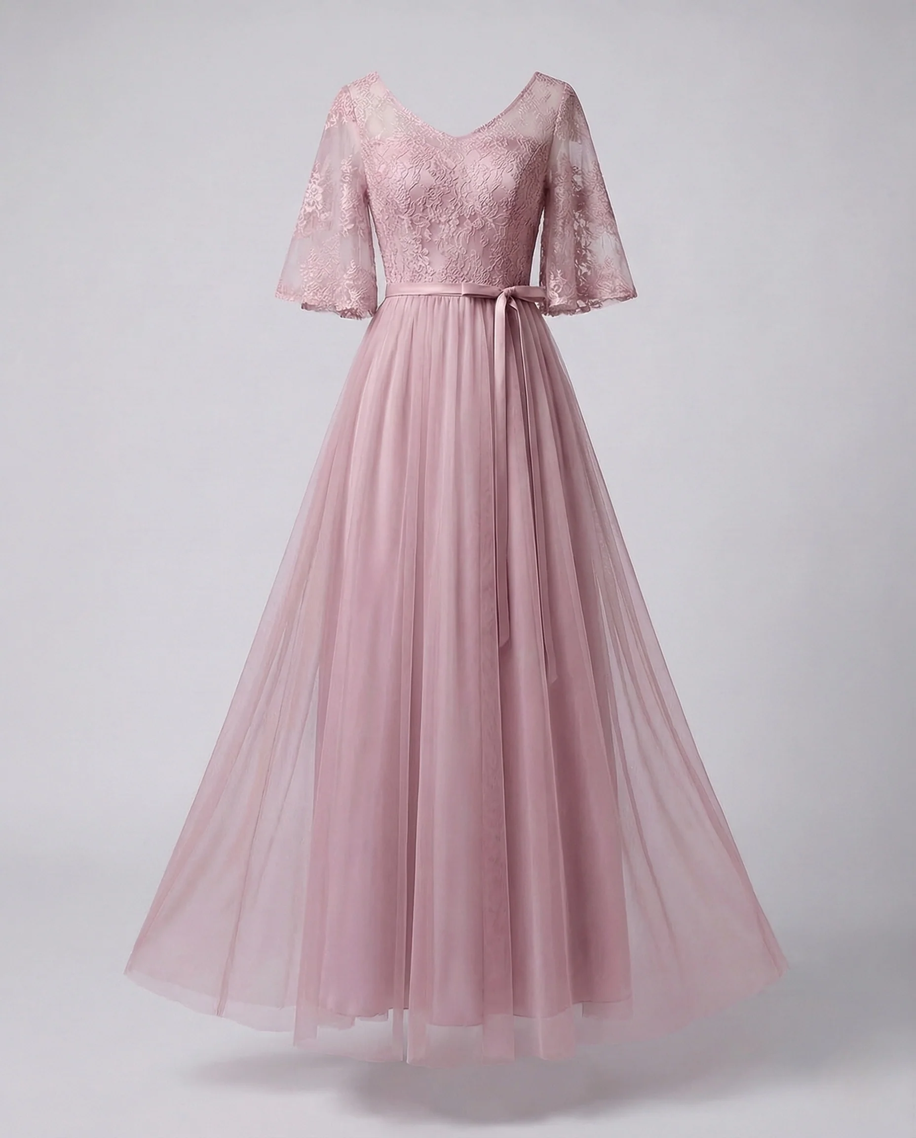 Damen Abendkleid Spitze Tüllcape - Image 8