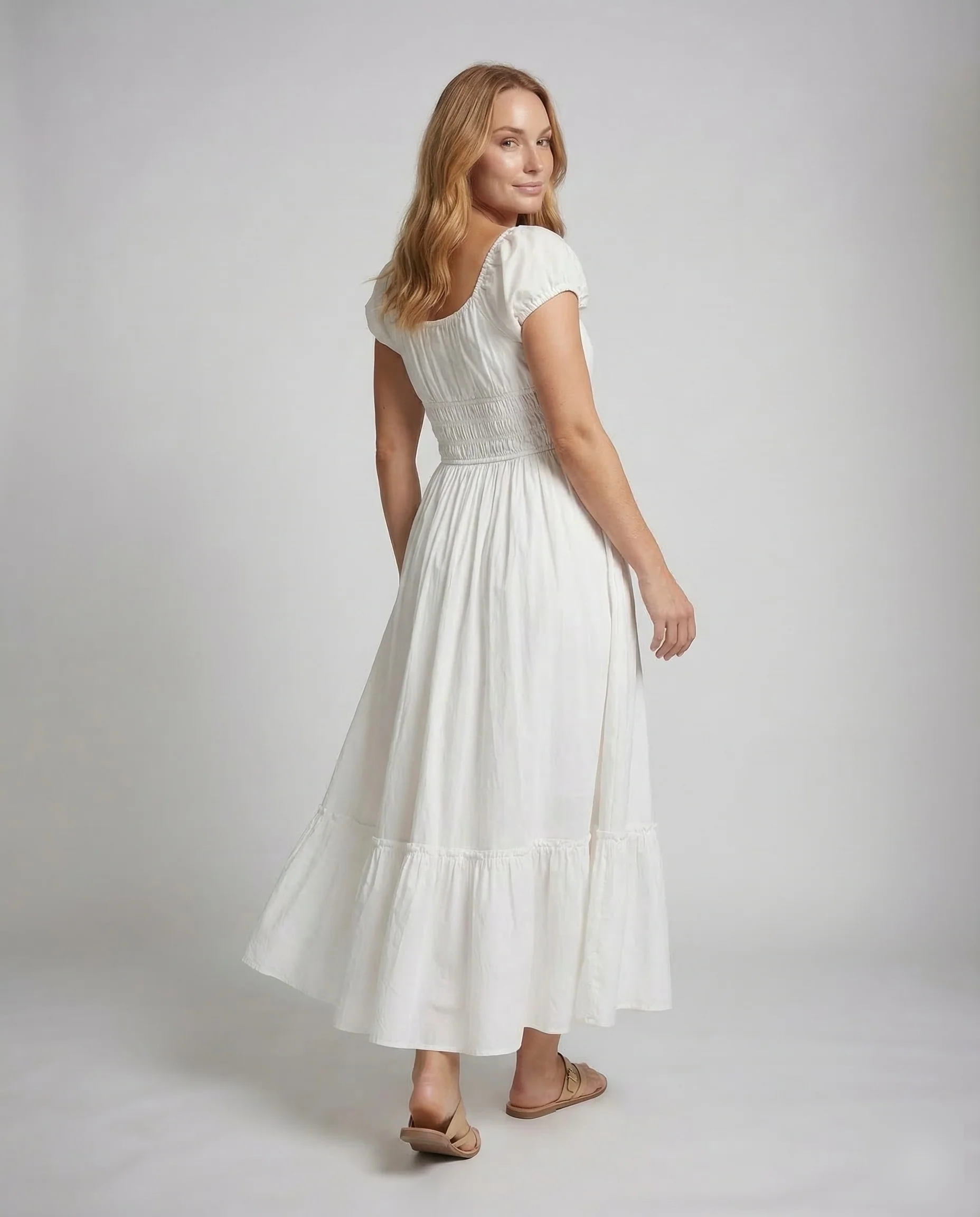 Damen Boho Maxikleid Volant - Image 4