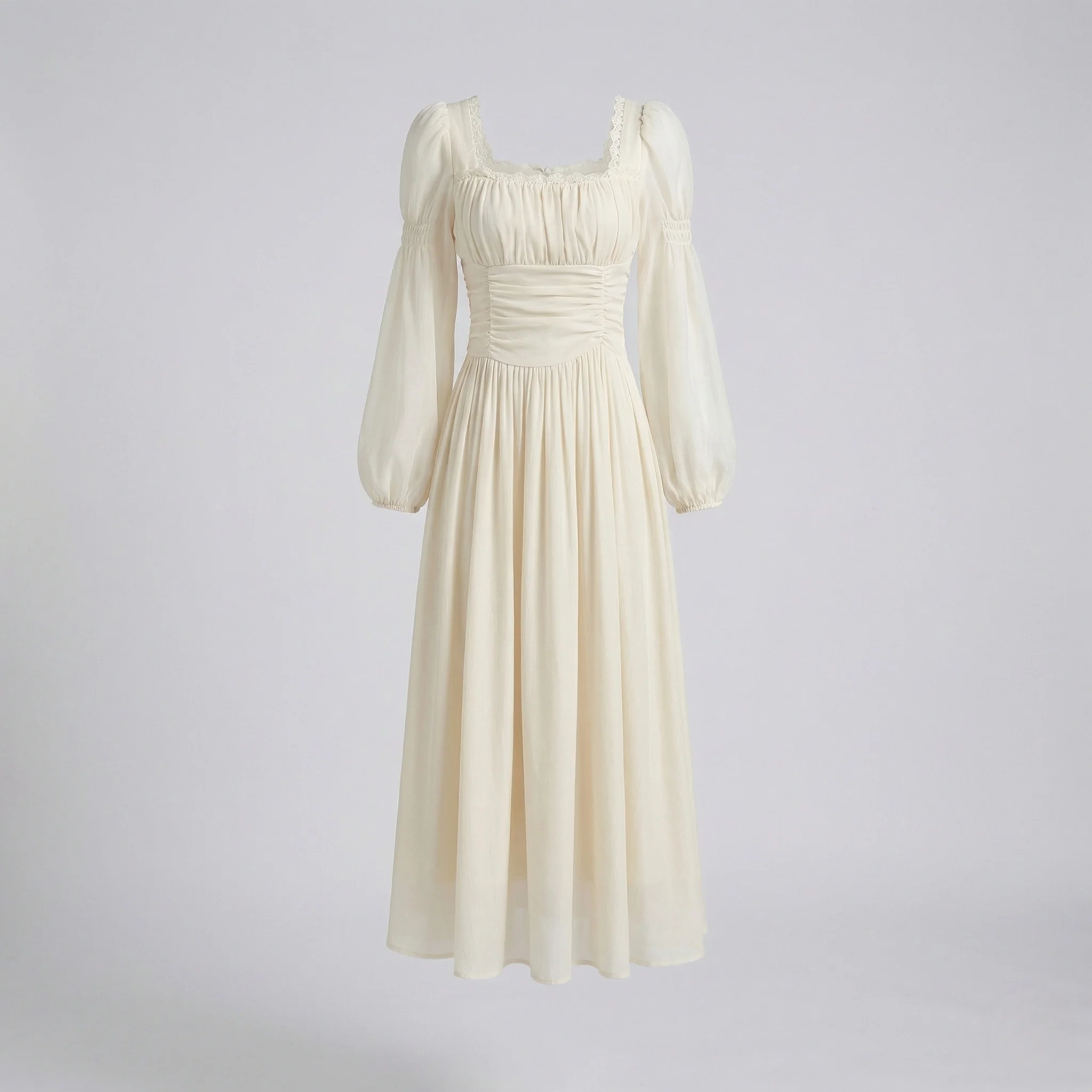 Damen Chiffon Abendkleid mit Ballonärmeln - Image 5