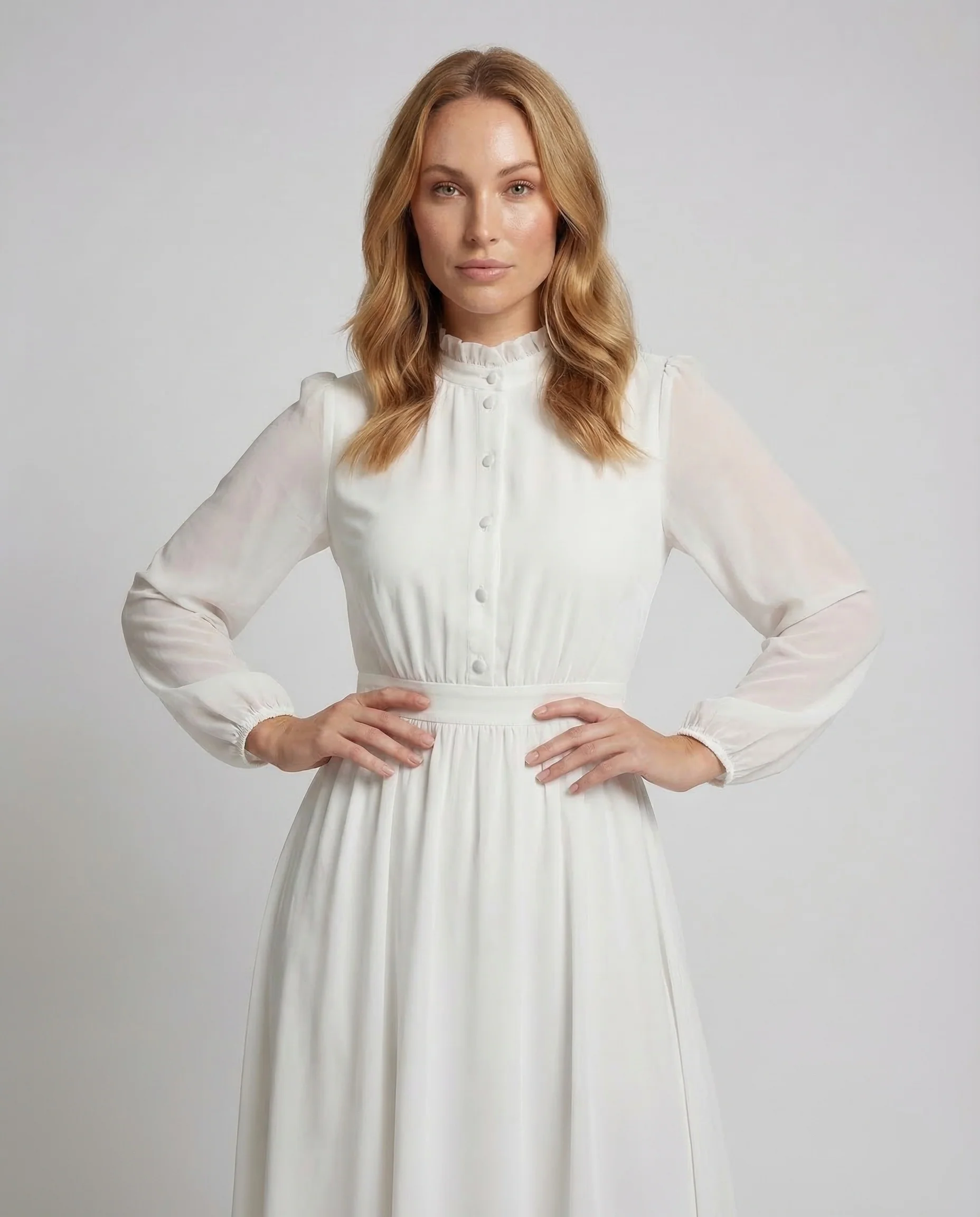 Damen Chiffon Maxikleid Rüschen - Image 2