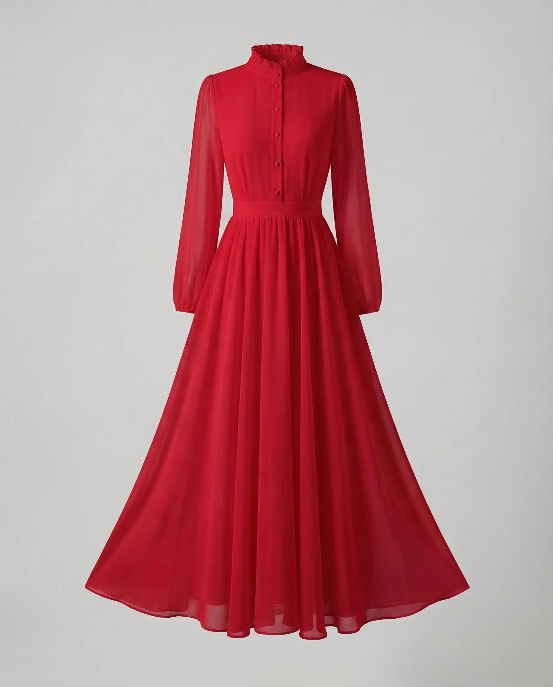 Damen Chiffon Maxikleid Rüschen - Image 6
