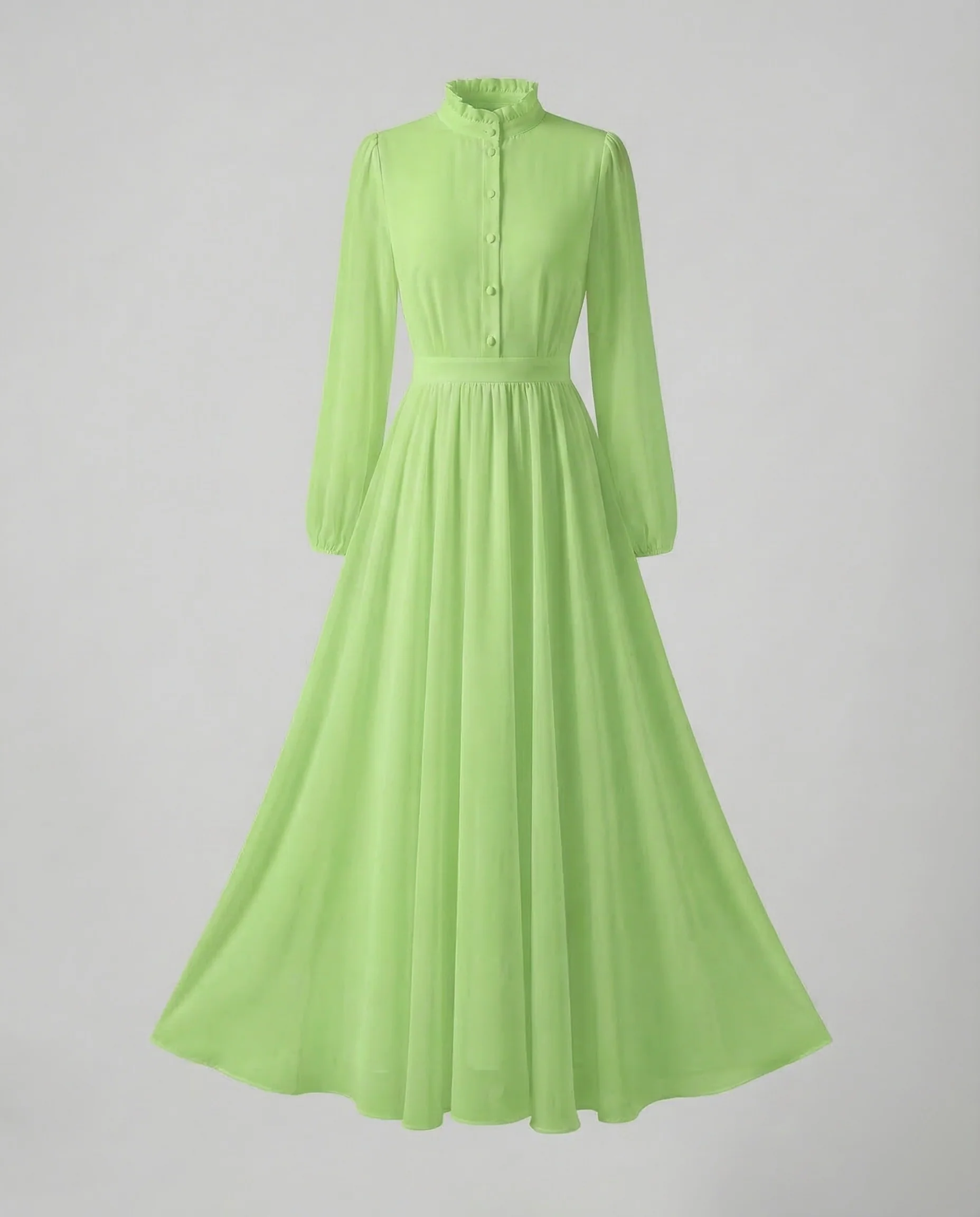 Damen Chiffon Maxikleid Rüschen - Image 8
