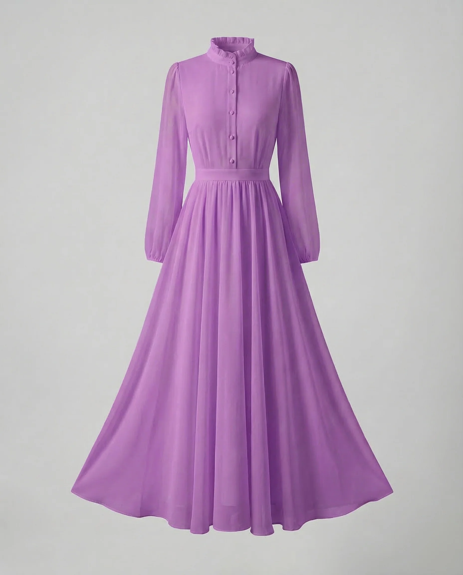 Damen Chiffon Maxikleid Rüschen - Image 9