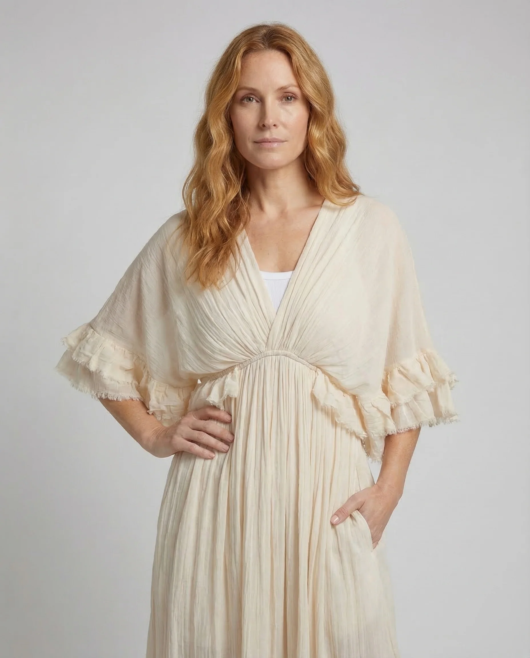 Damen Maxikleid Romantisch Volant - Image 2