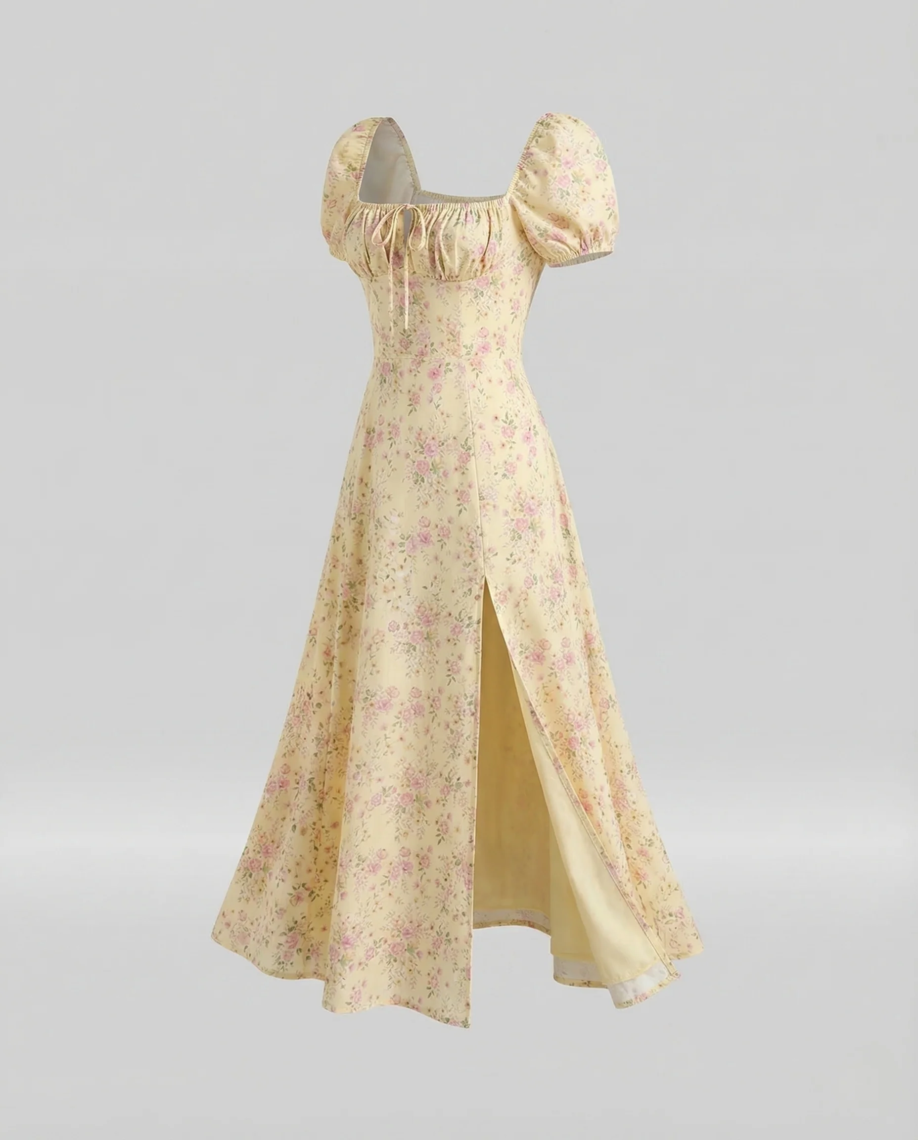 Damen Maxikleid Herz Ausschnitt Schlitz - Image 5