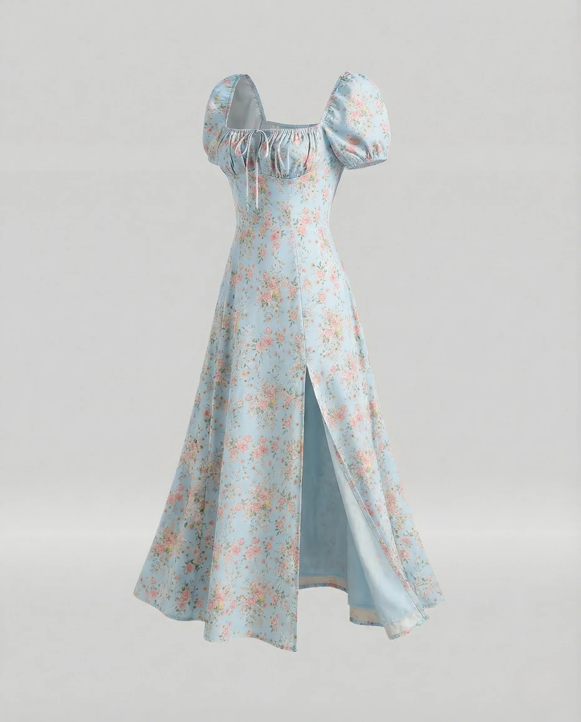 Damen Maxikleid Herz Ausschnitt Schlitz - Image 6