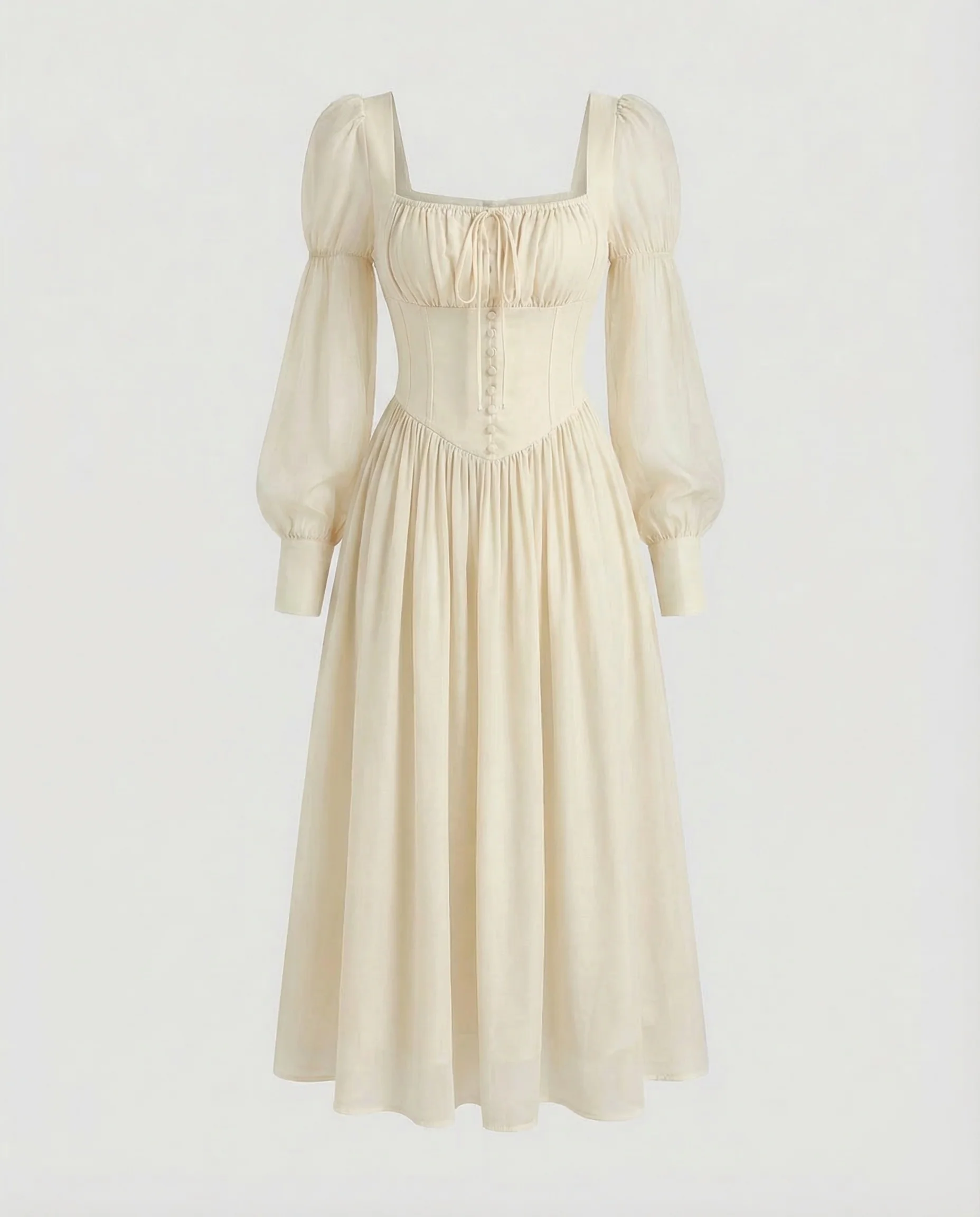 Damen Maxikleid Korsett Puffärmel - Image 6
