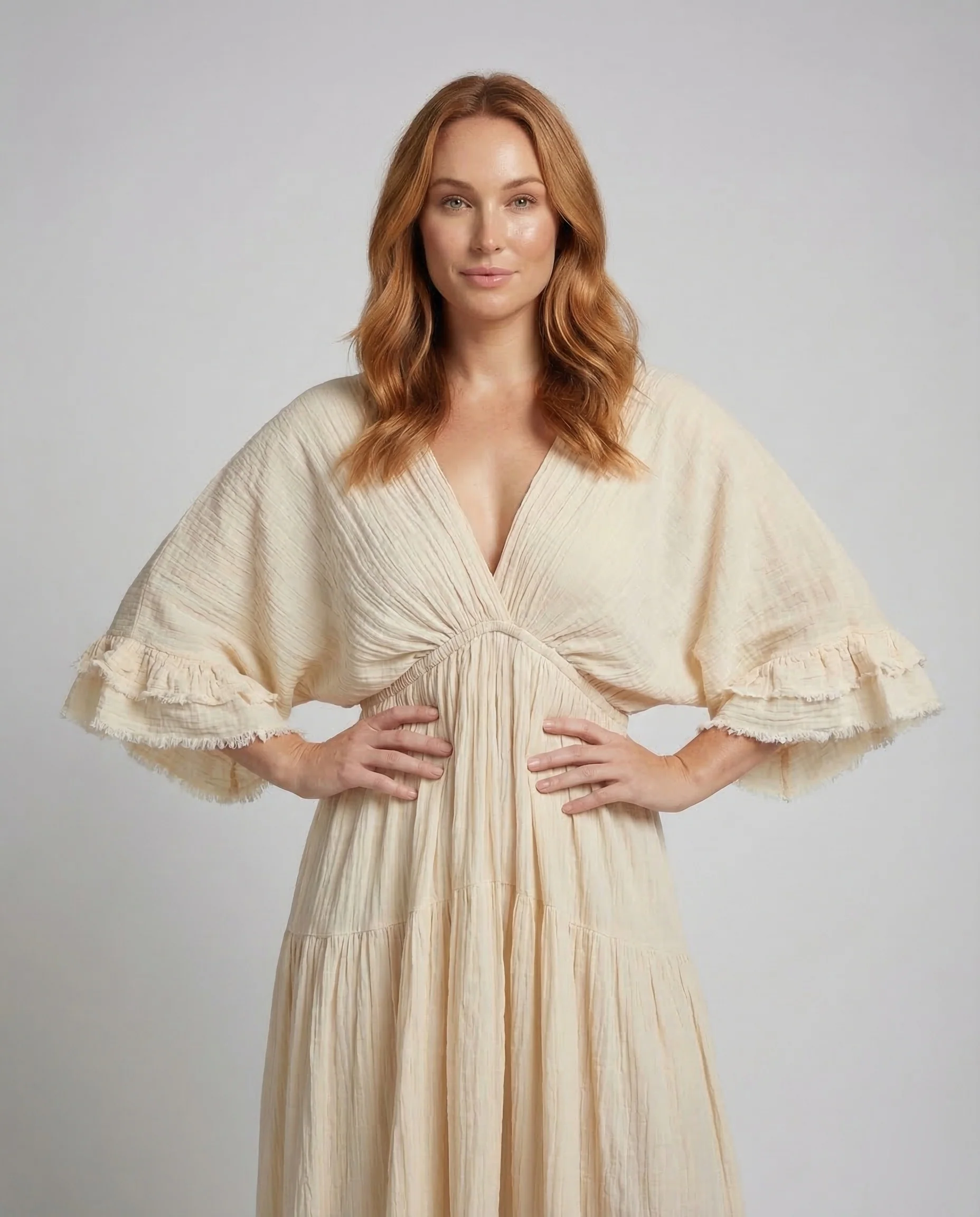 Damen Maxikleid Empire Volant - Image 2