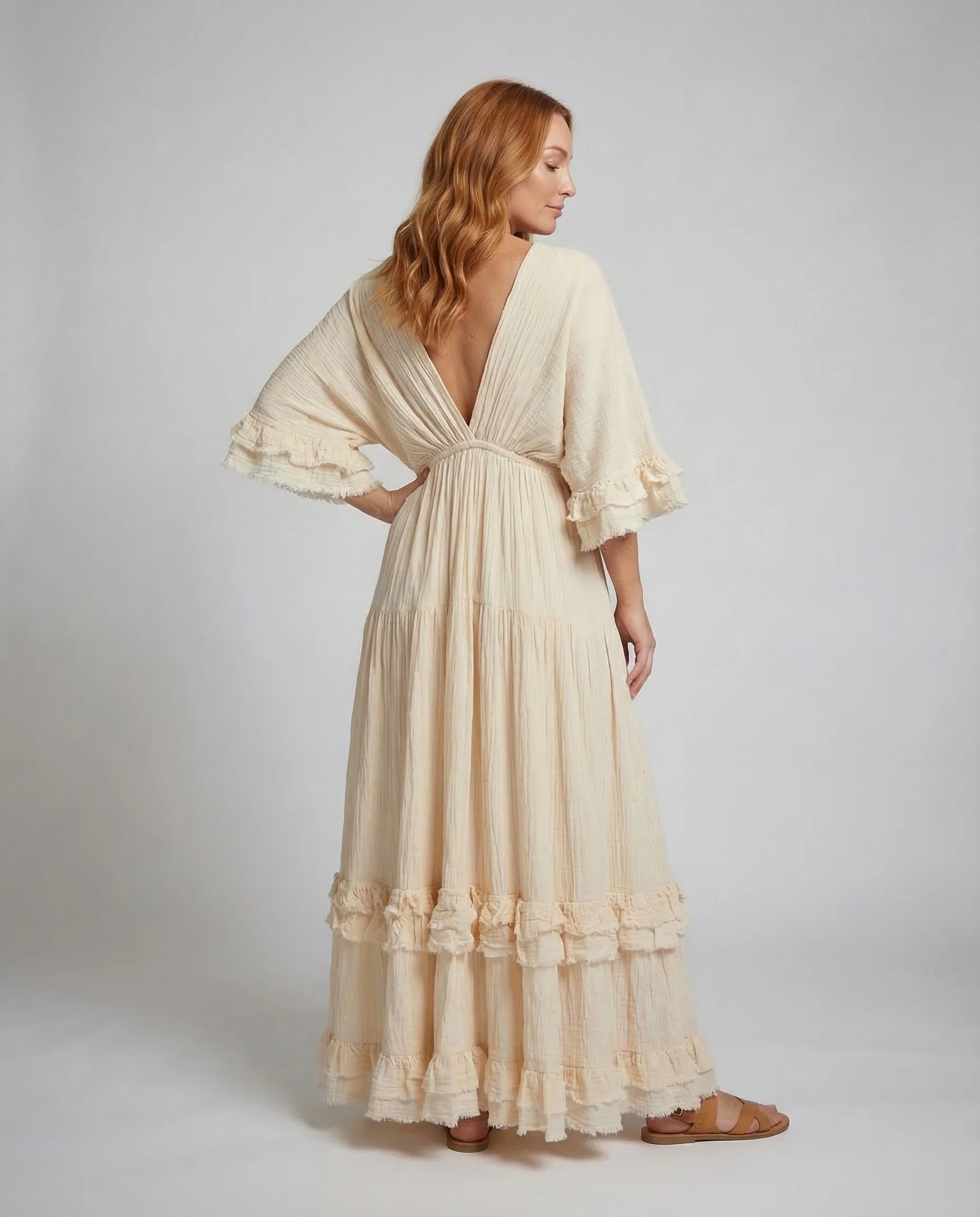 Damen Maxikleid Empire Volant - Image 4