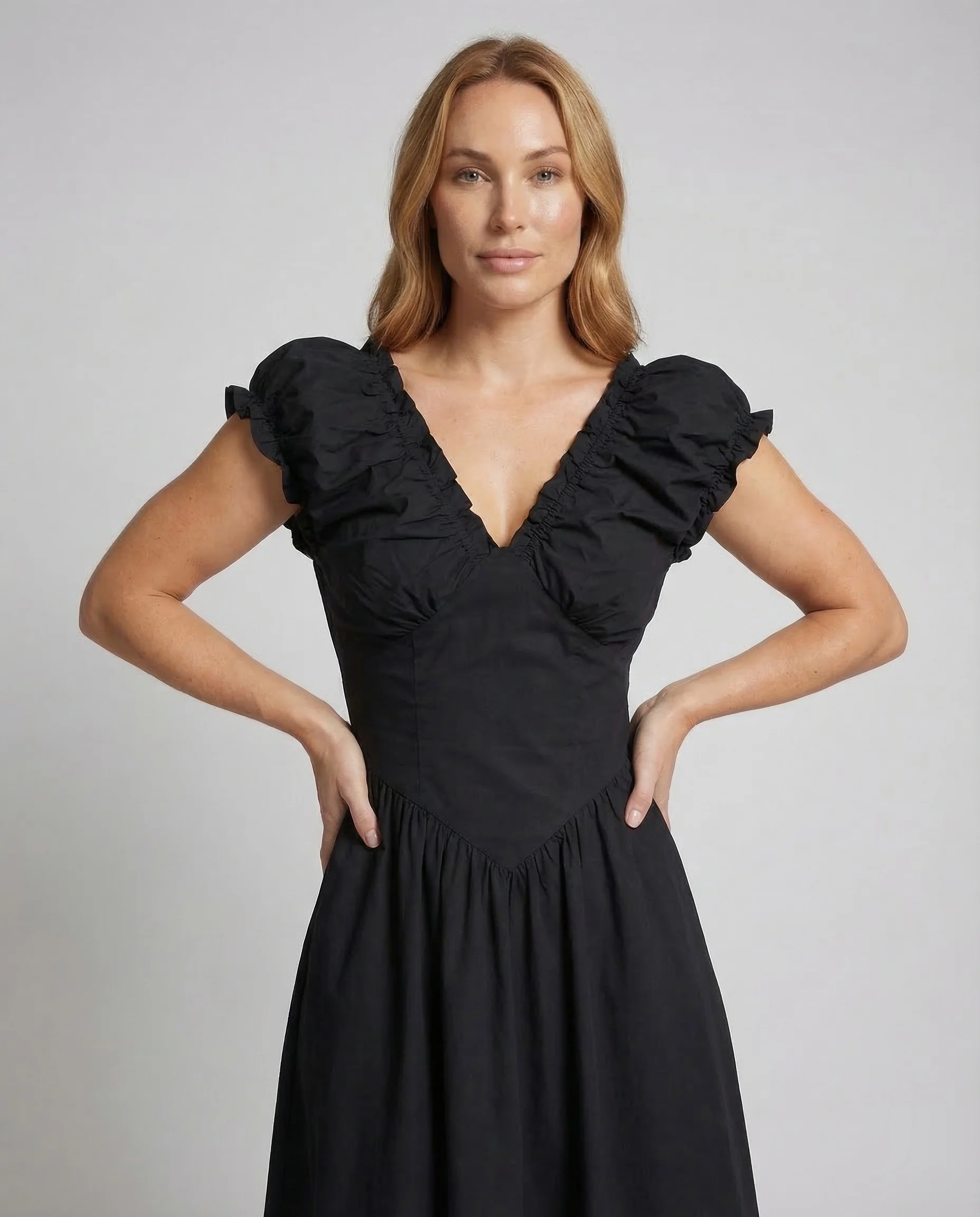 Damen Midikleid Rüschen Romantisch - Image 2