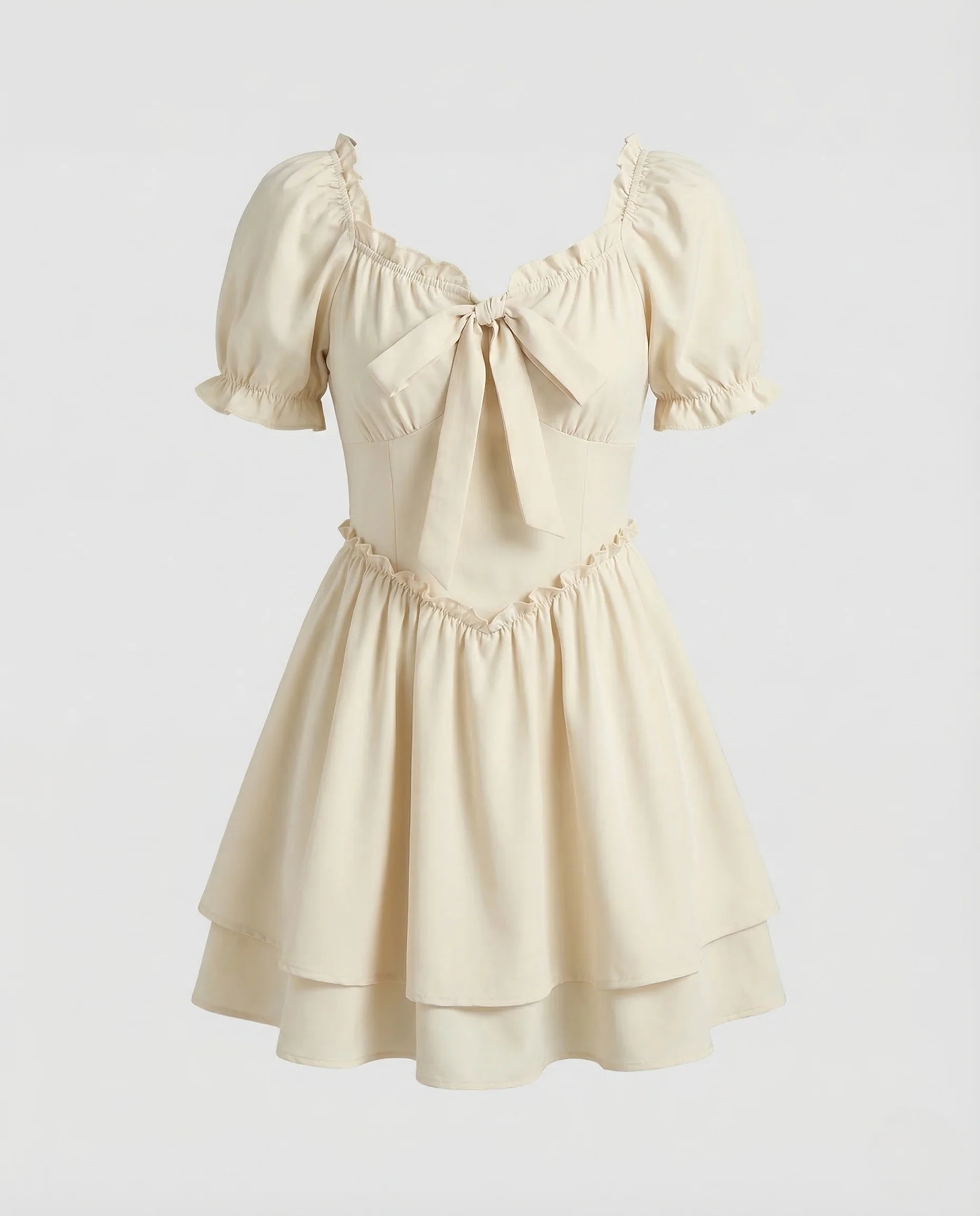 Damen Minikleid Puffärmel Volant - Image 5