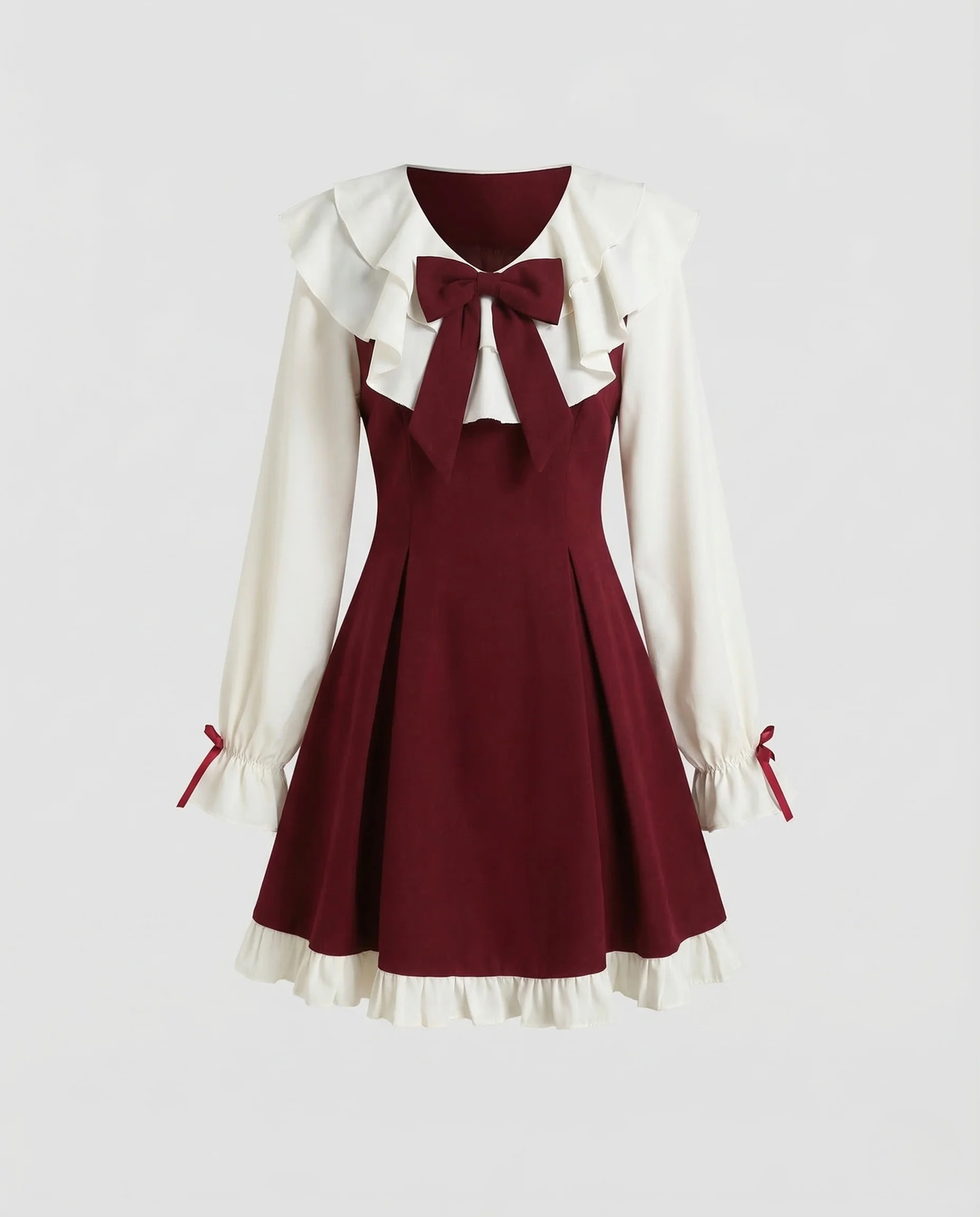 Damen Retro Minikleid Volantkragen - Image 5
