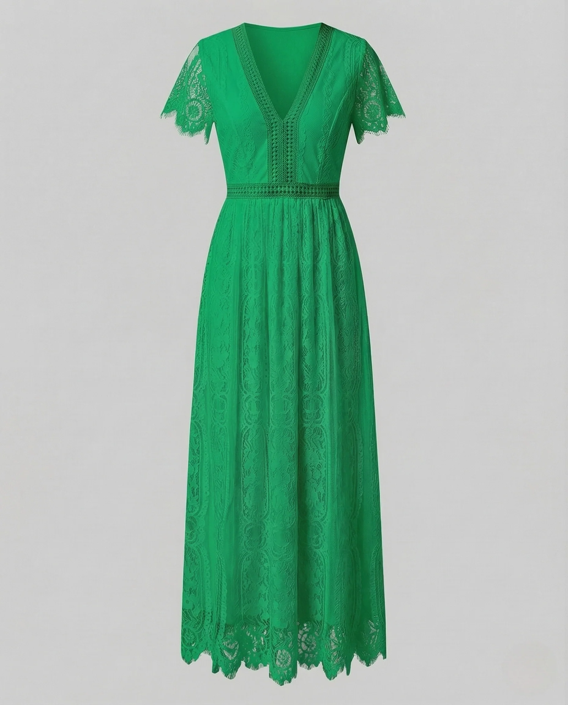 Damen Spitzen Maxikleid mit Flügelärmeln - Image 7