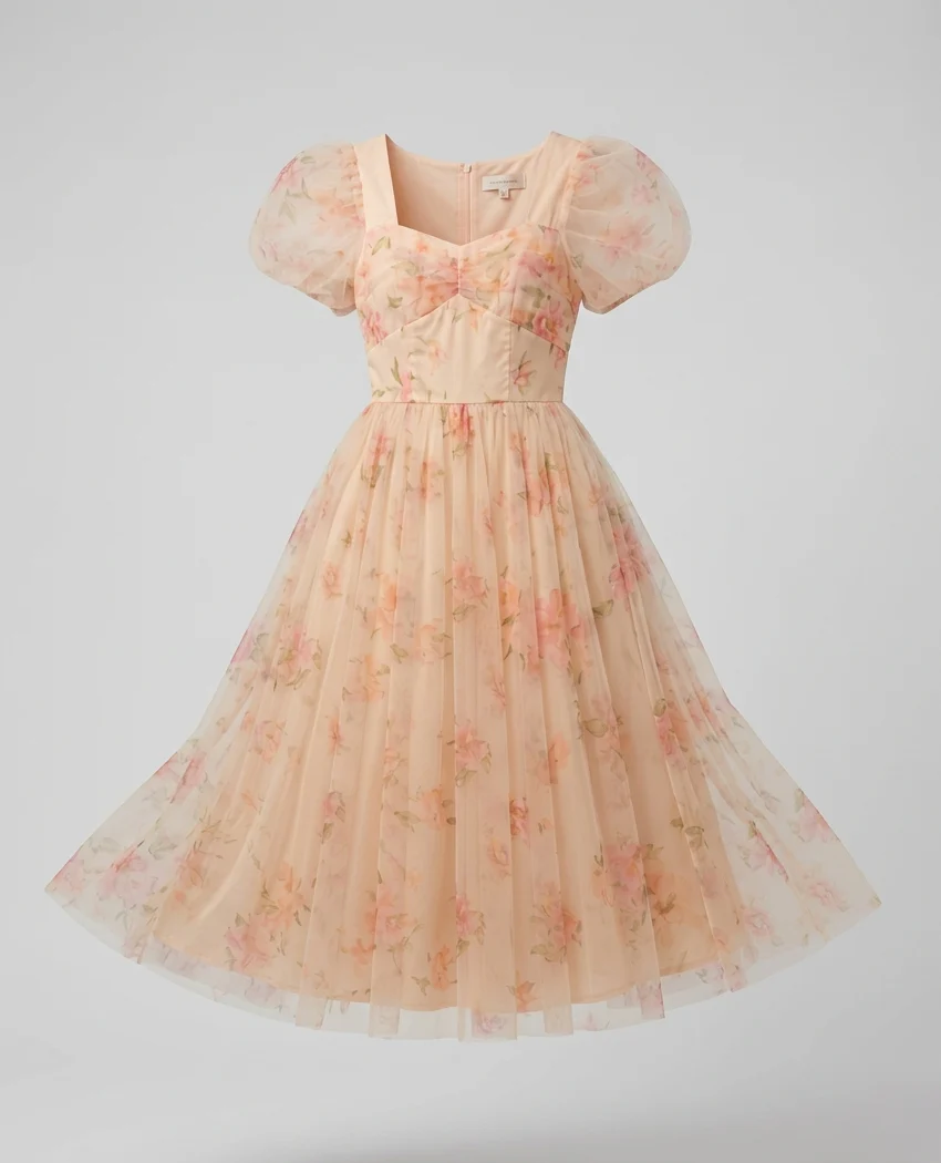 Damen Tüll Maxikleid mit Spaghettiträgern - Image 5