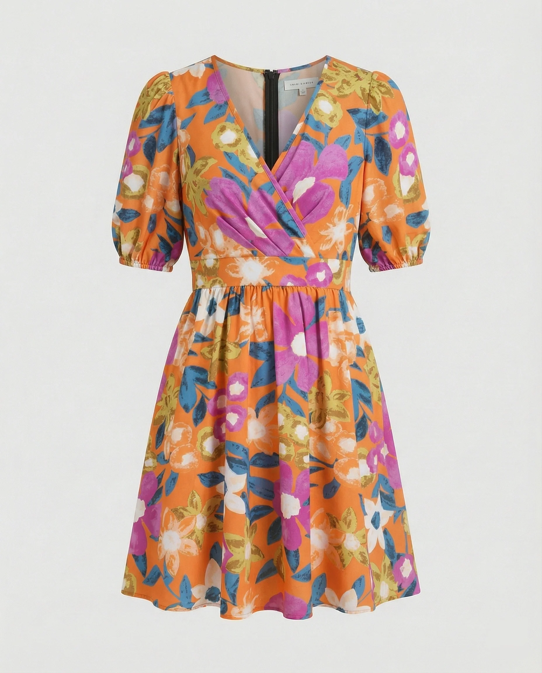 Damen Minikleid floral Wickeloptik - Image 7