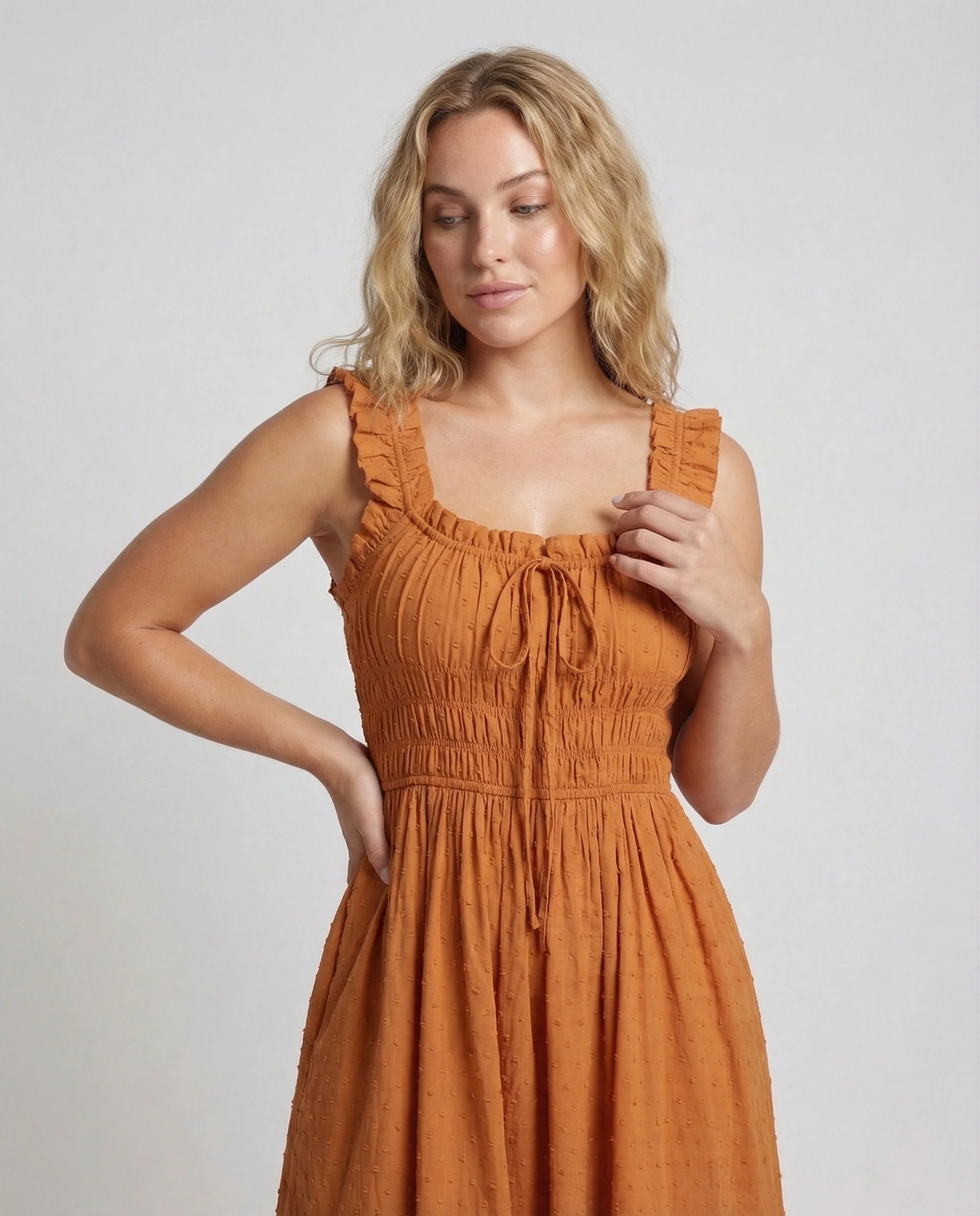 Damen Rüschen Maxikleid mit Tellerrock - Image 3