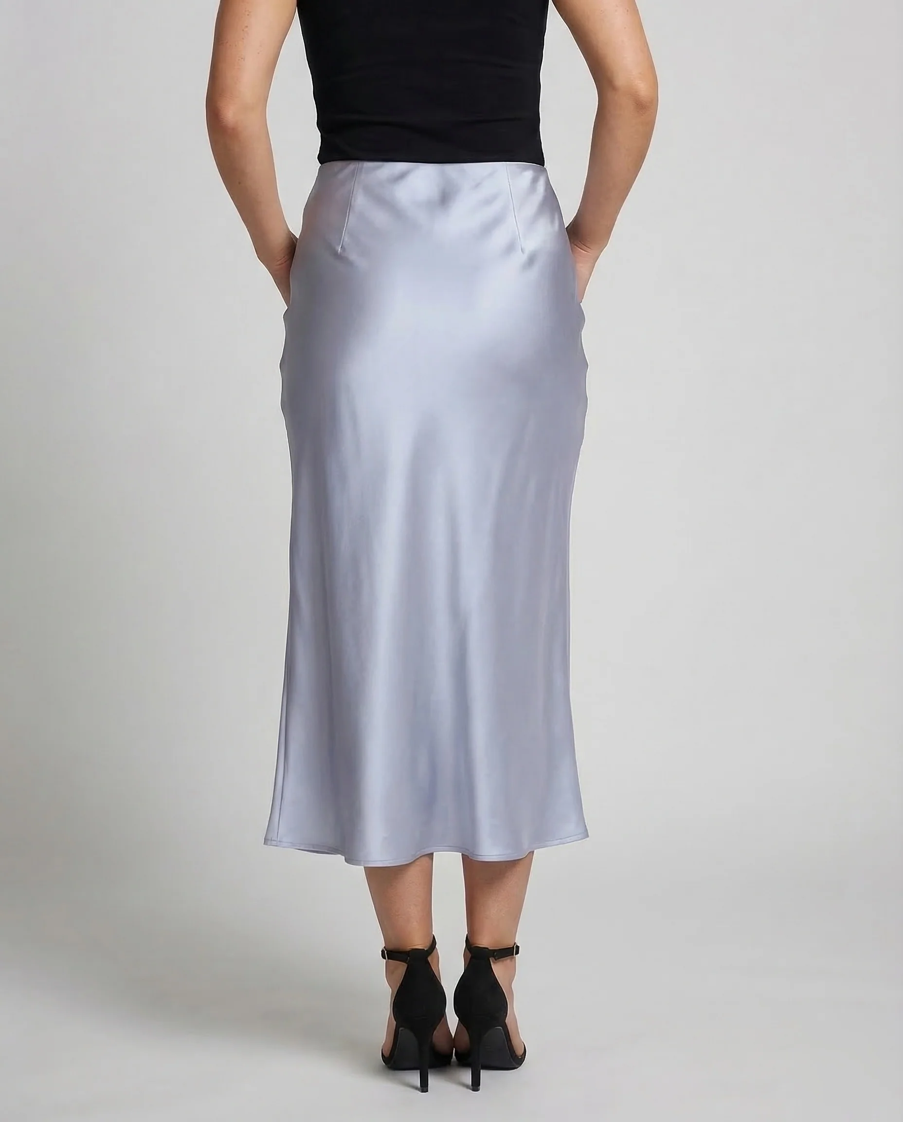 Damen Satin Midirock Drapiert - Image 2