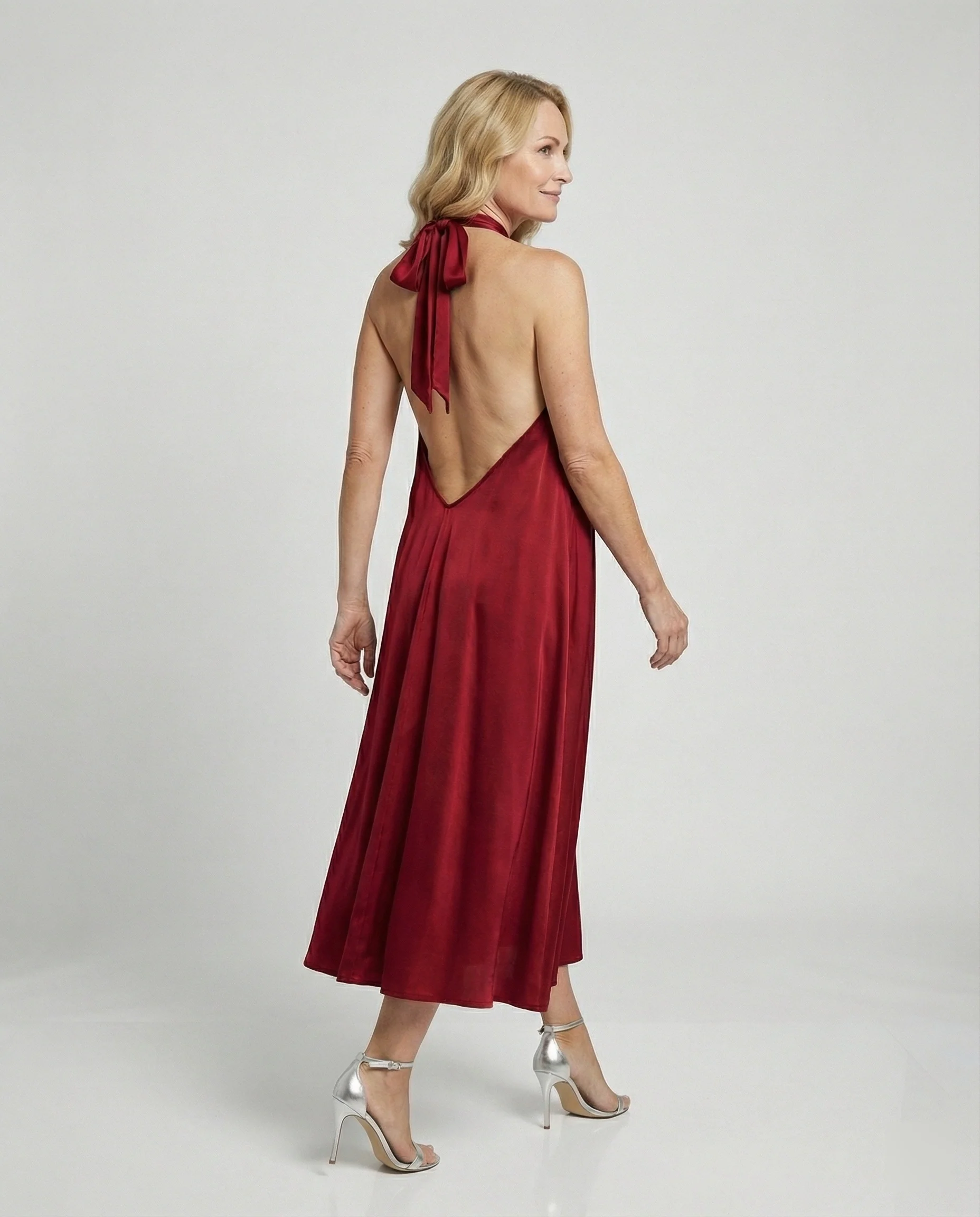 Damen Satin Midikleid mit Rückenausschnitt - Image 2