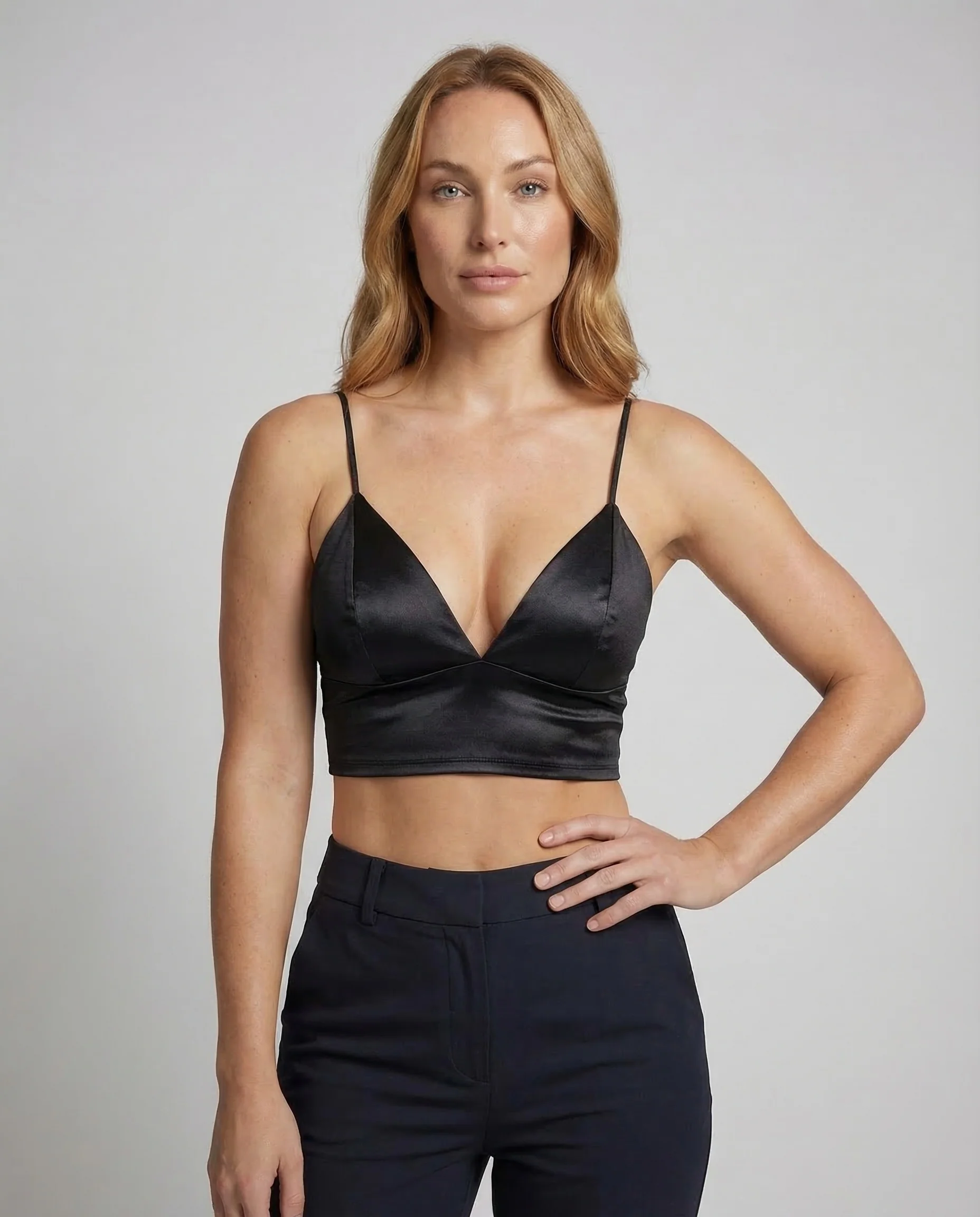 Damen Satin Bustier Crop - Image 2