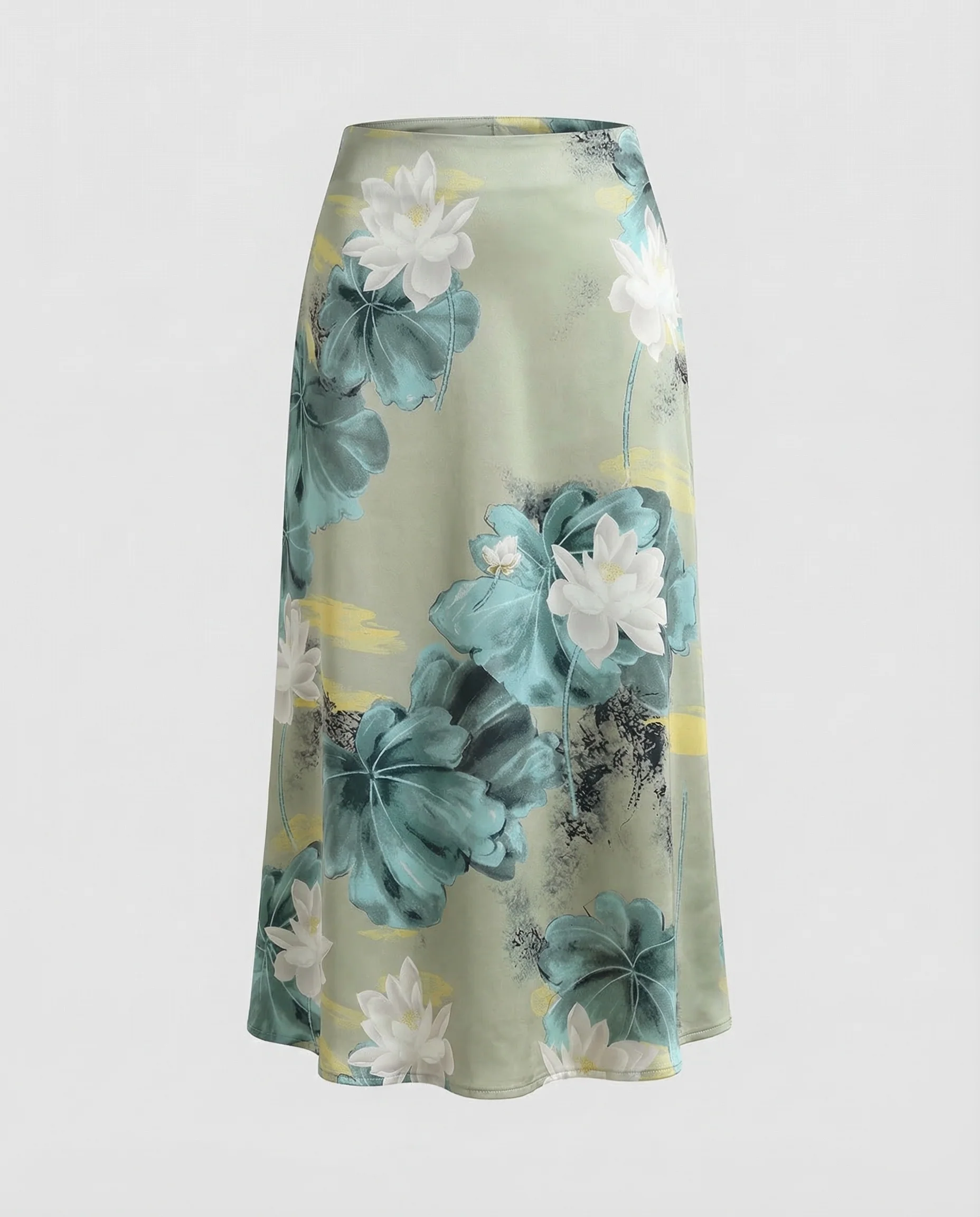 Midirock Damen Satin Floral - Image 5