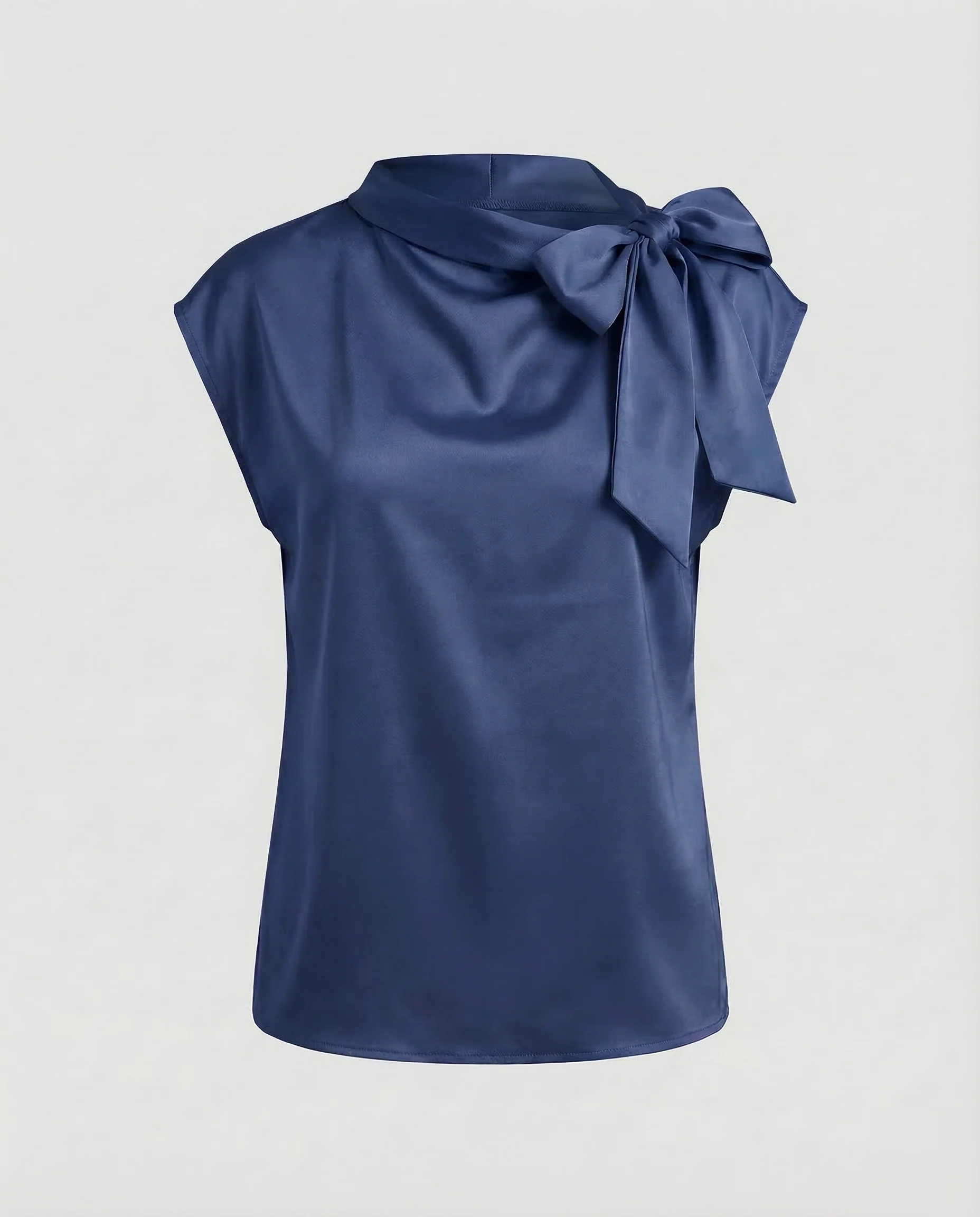 Damen Satin Top Schleifenkragen - Image 10