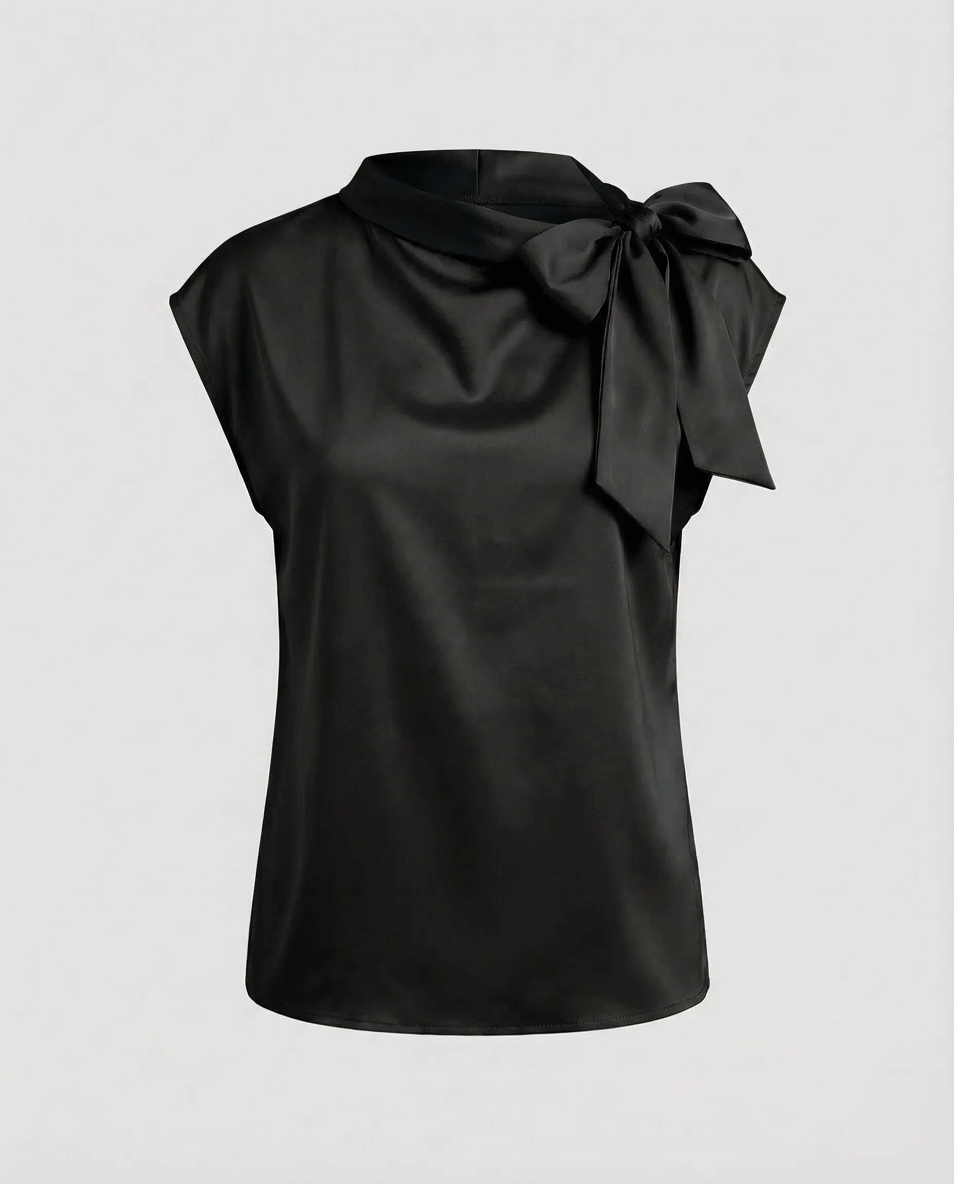 Damen Satin Top Schleifenkragen - Image 11
