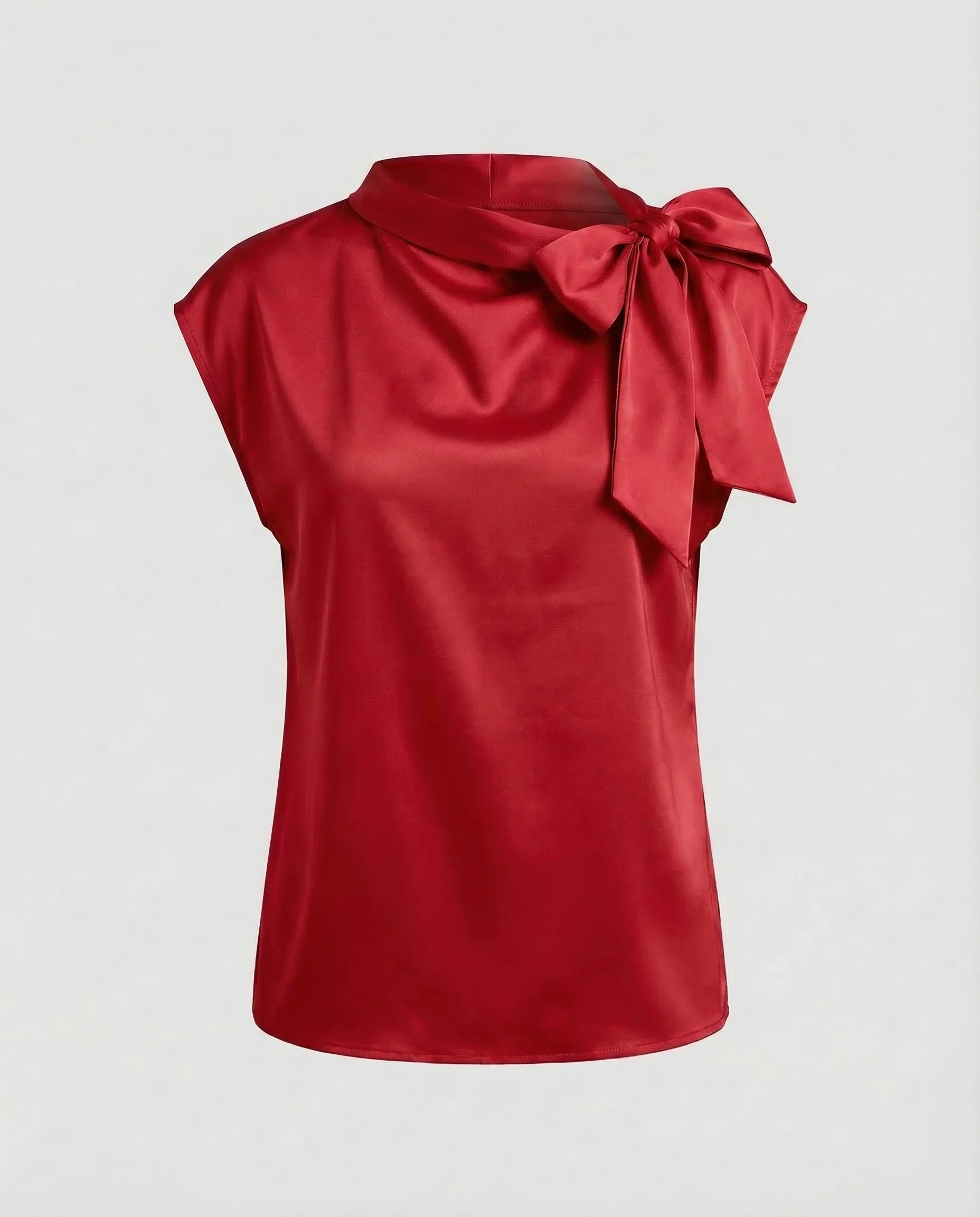 Damen Satin Top Schleifenkragen - Image 12
