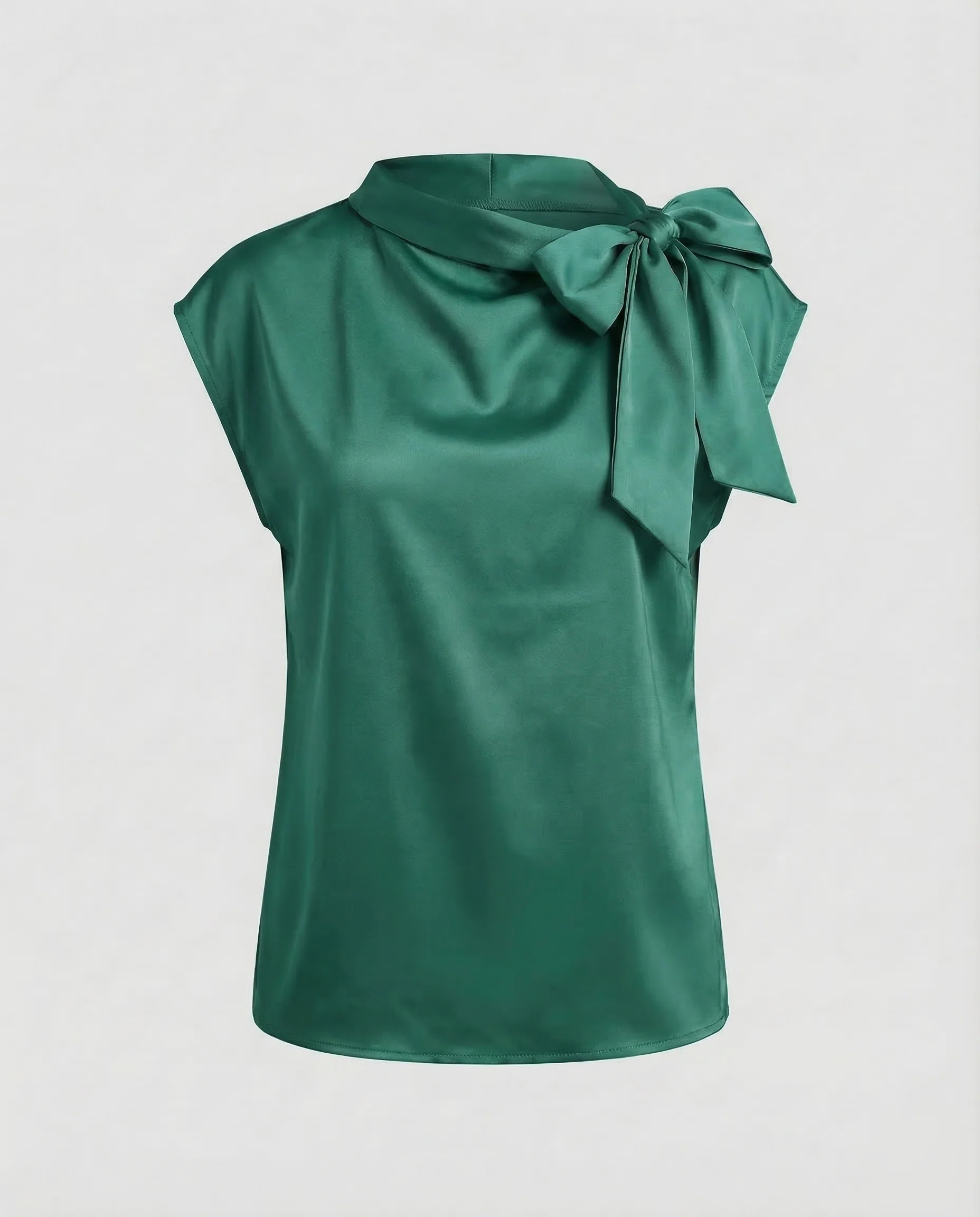 Damen Satin Top Schleifenkragen - Image 13