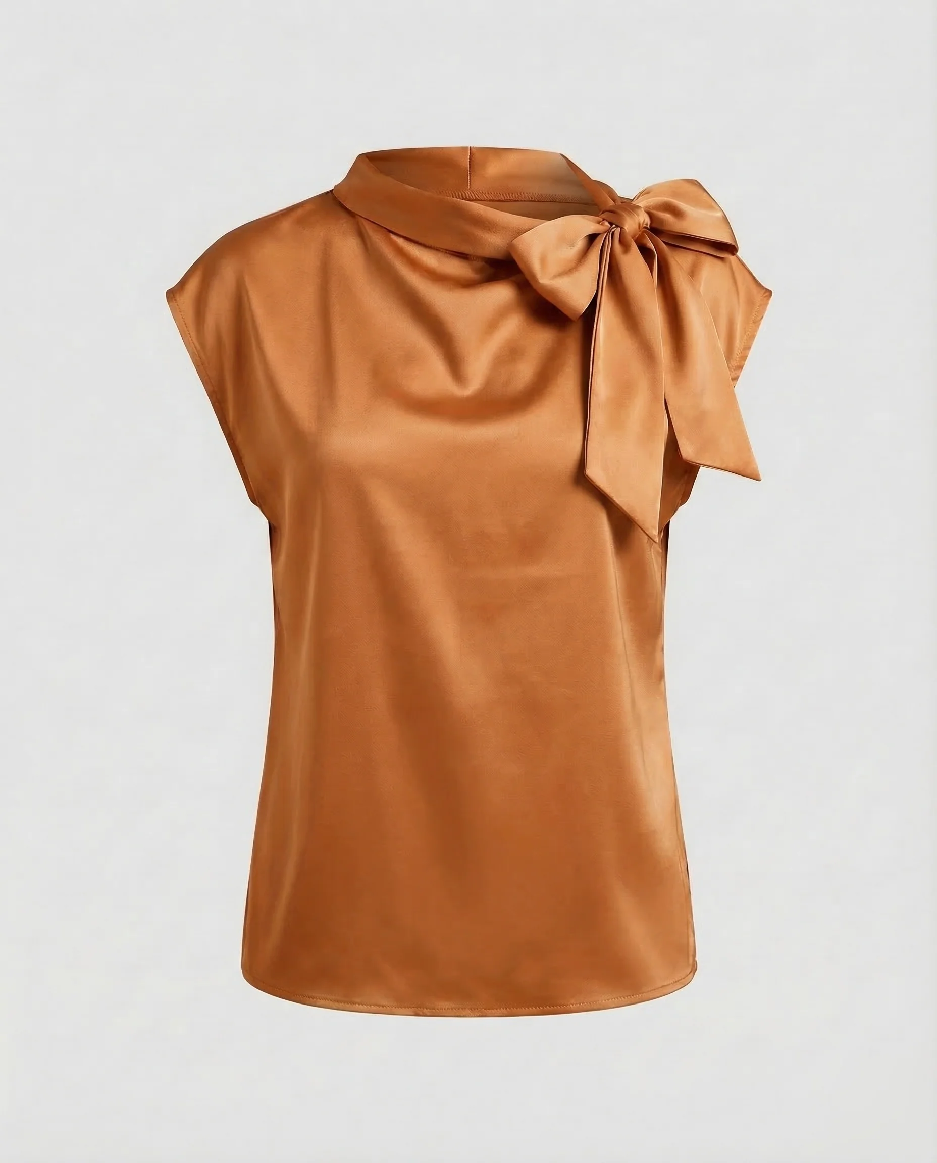 Damen Satin Top Schleifenkragen - Image 14