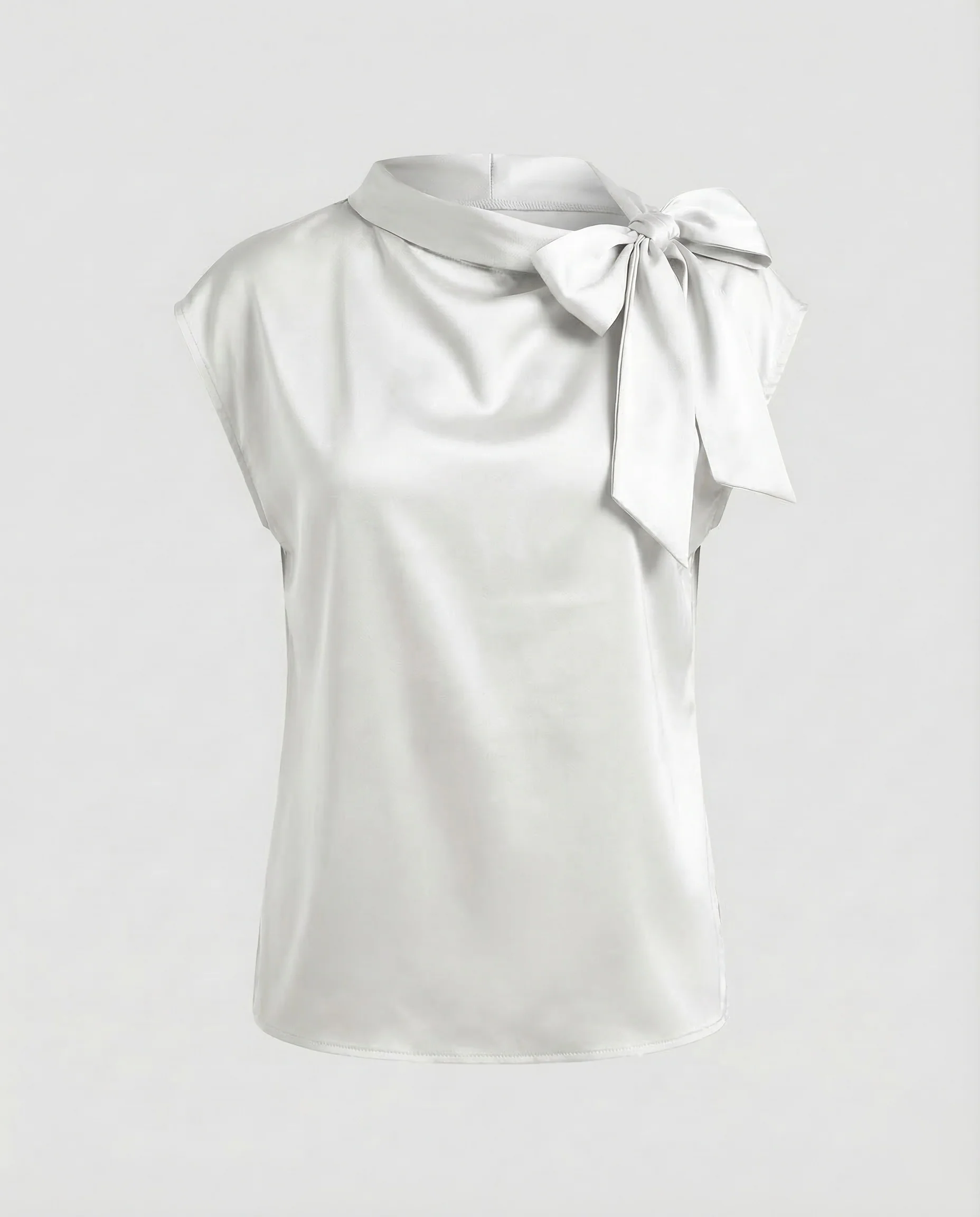 Damen Satin Top Schleifenkragen - Image 15