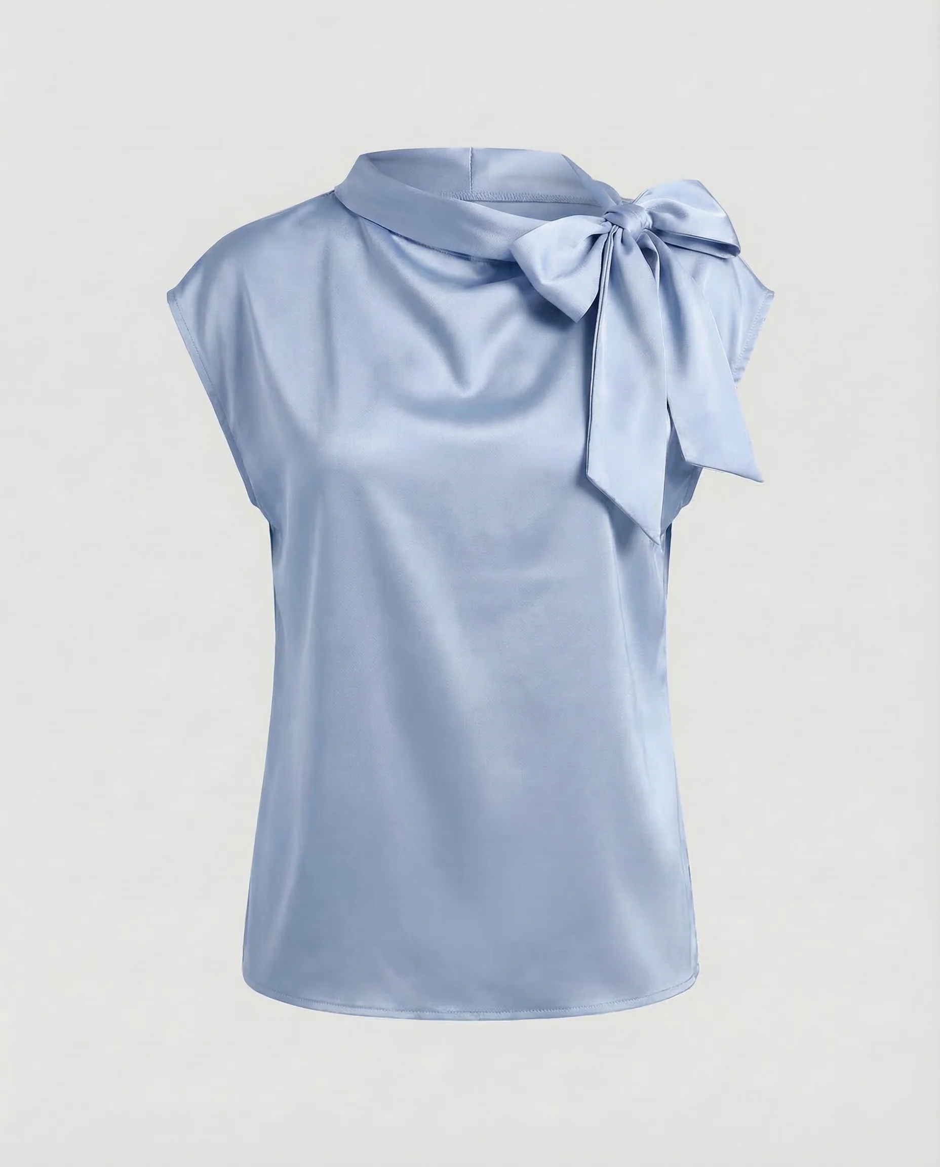 Damen Satin Top Schleifenkragen - Image 6