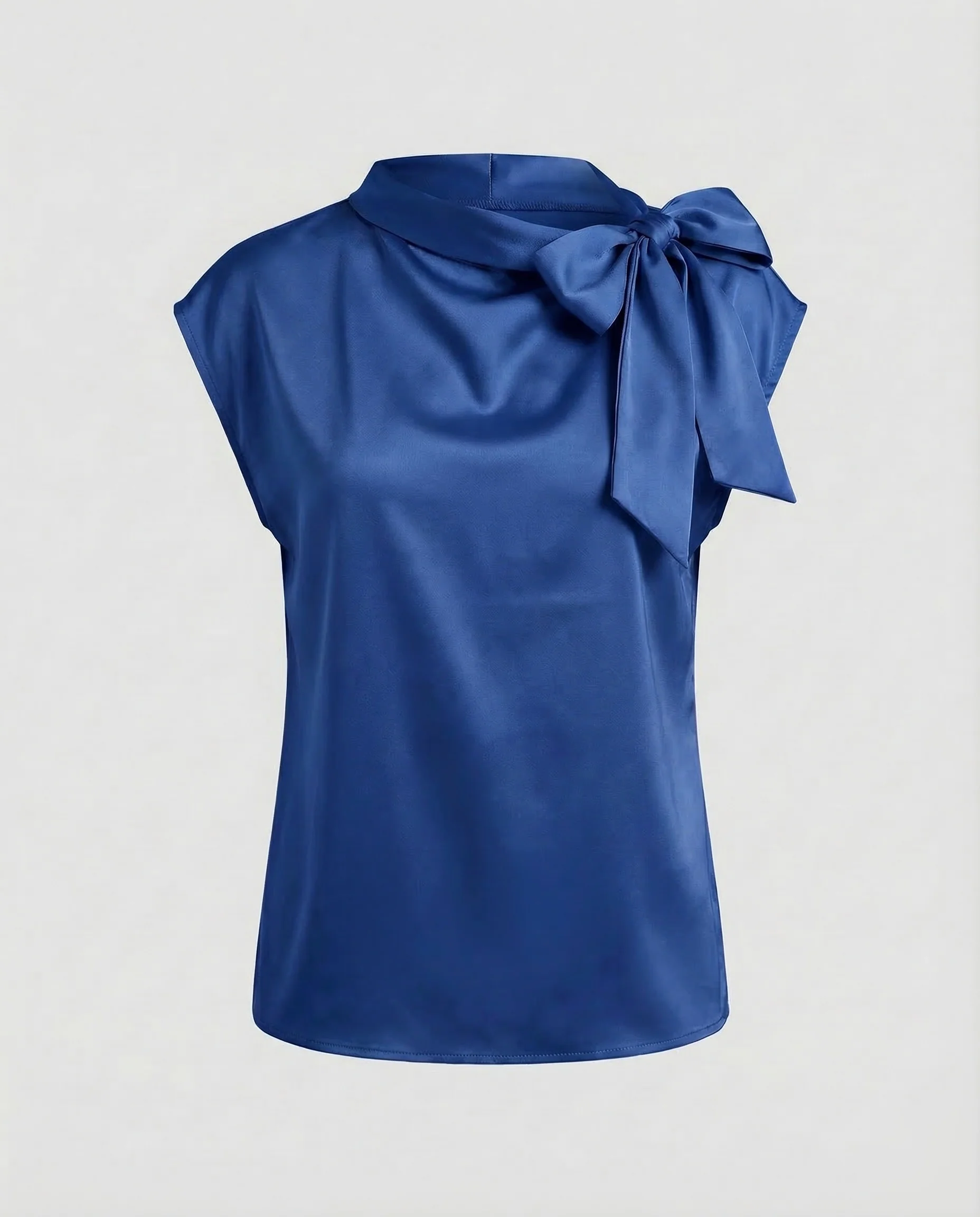 Damen Satin Top Schleifenkragen - Image 7