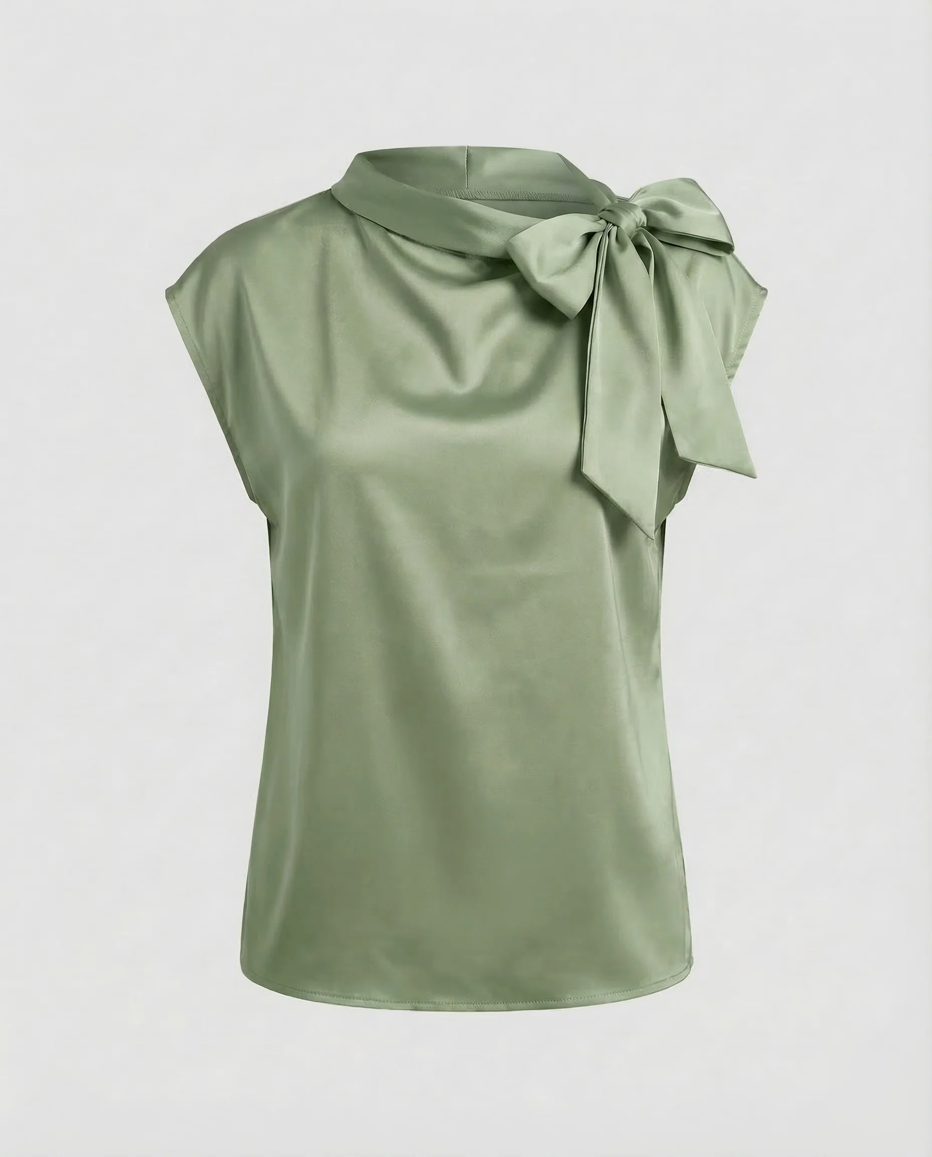 Damen Satin Top Schleifenkragen - Image 8