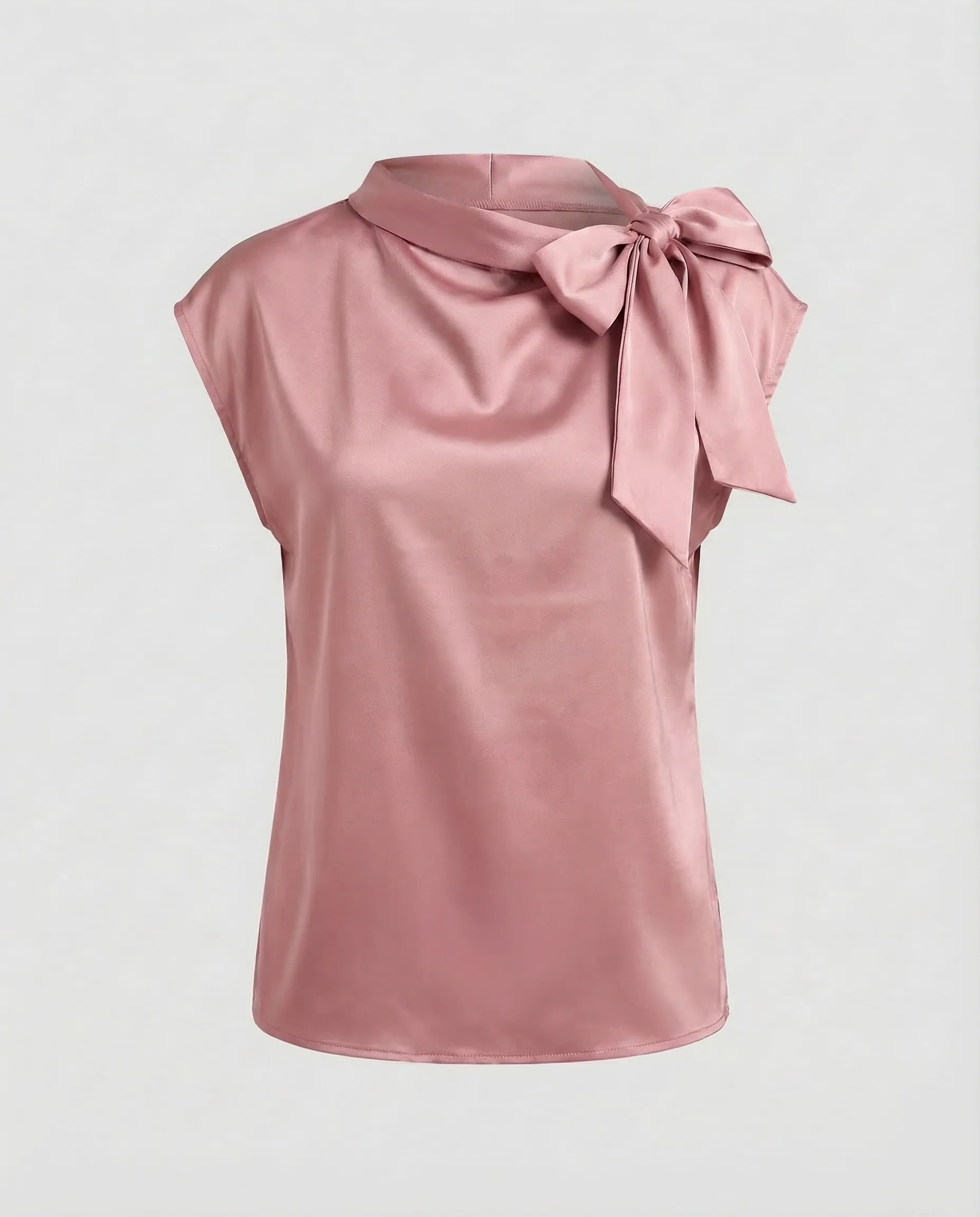 Damen Satin Top Schleifenkragen - Image 9