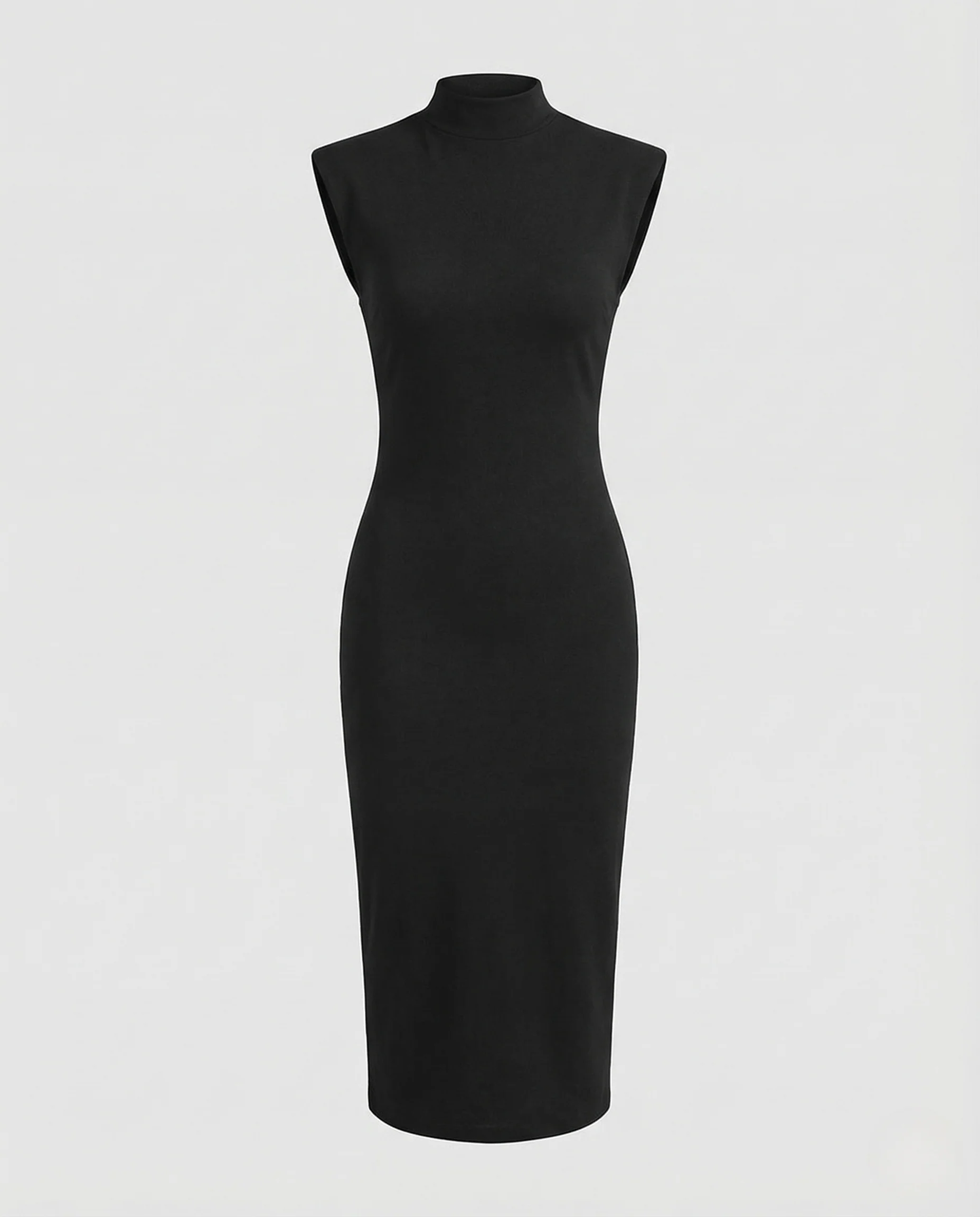 Damen Jerseykleid Stehkragen Raffung - Image 3