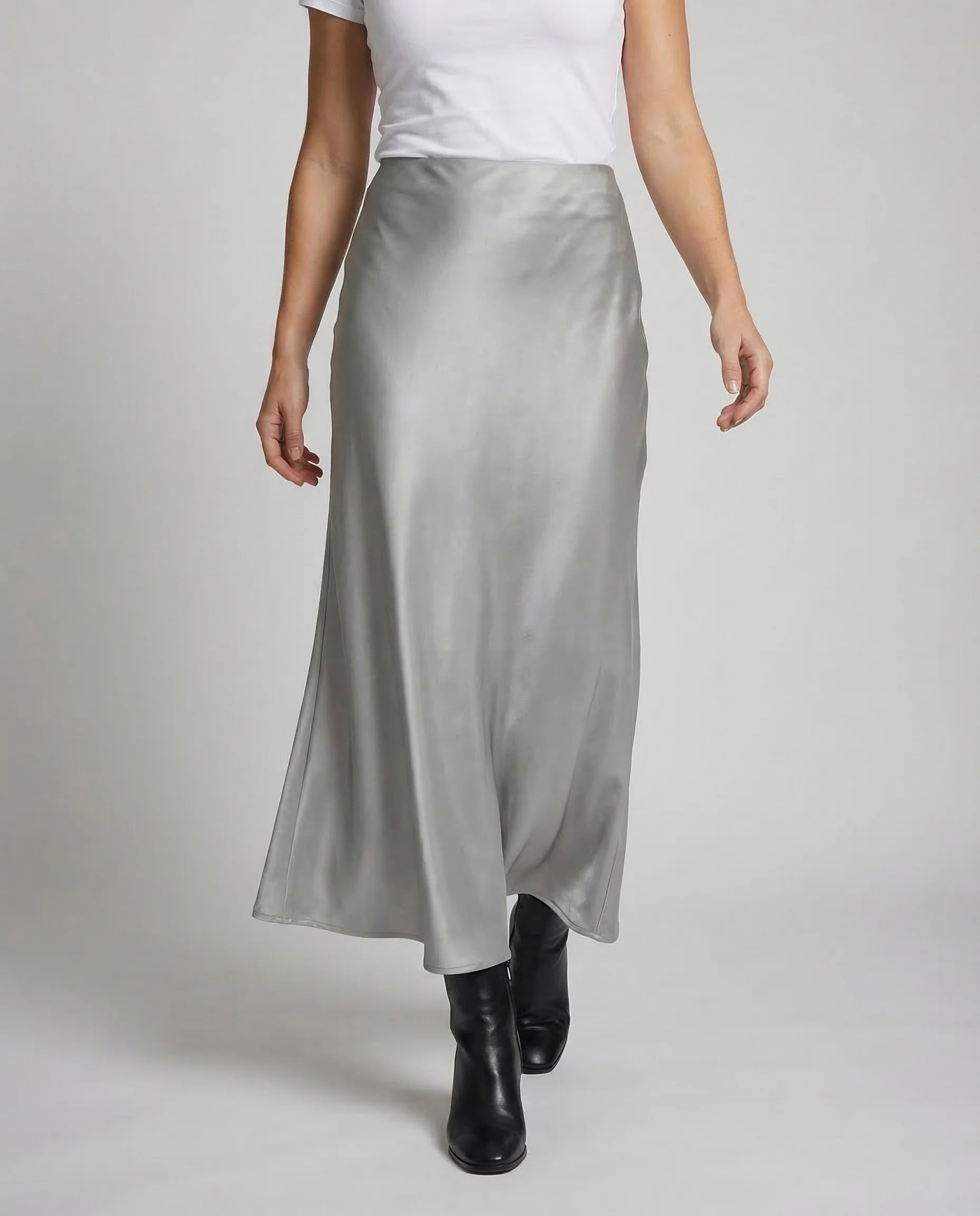 Damen Satin Maxirock Schrägschnitt - Image 2