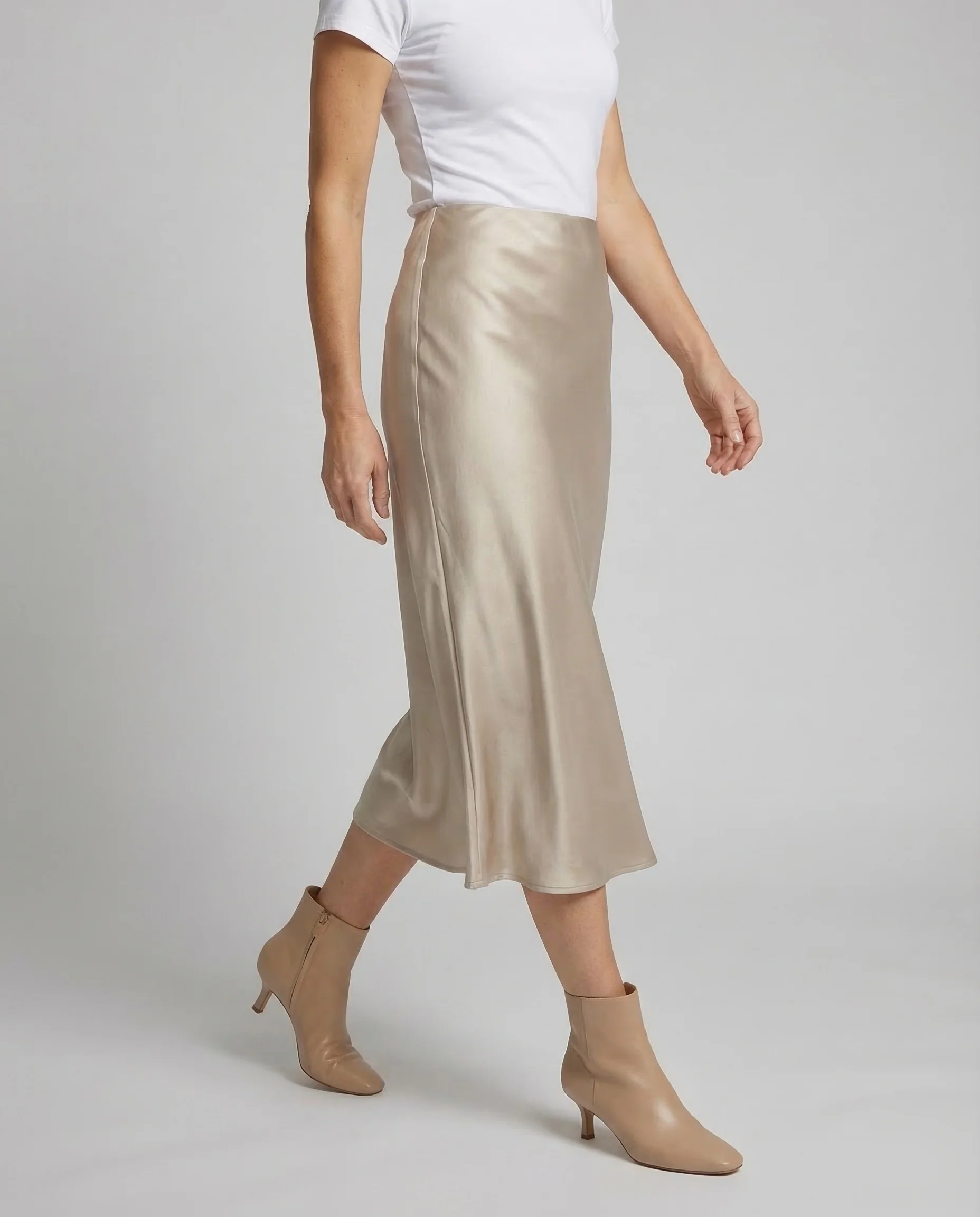 Damen Satin Midirock Trompetensaum - Image 2