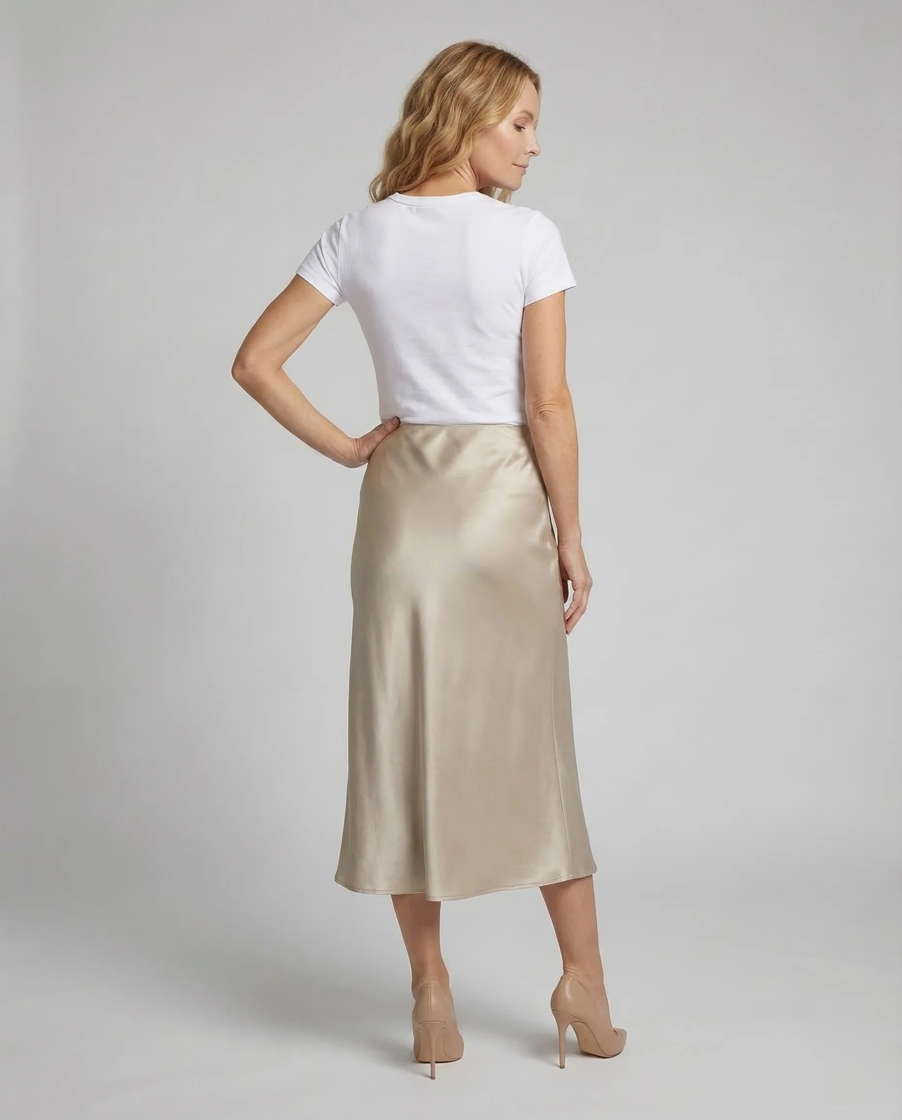 Damen Satin Midirock Trompetensaum - Image 4