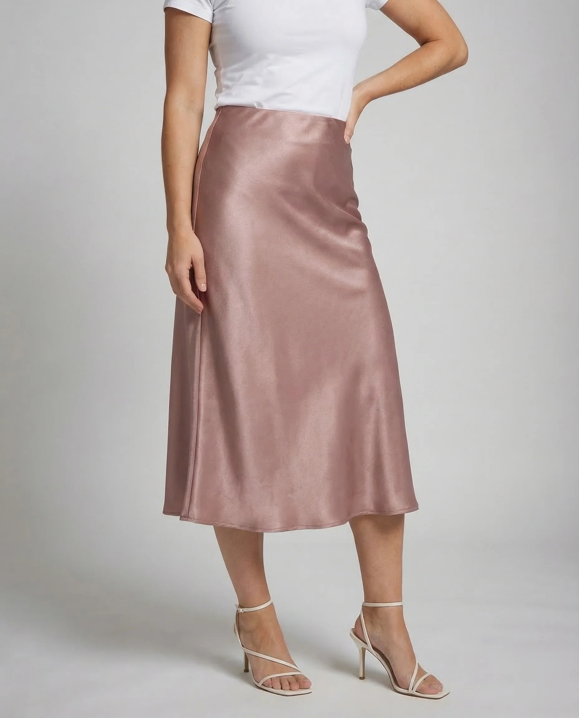 Damen Satin Midirock Schrägschnitt - Image 2