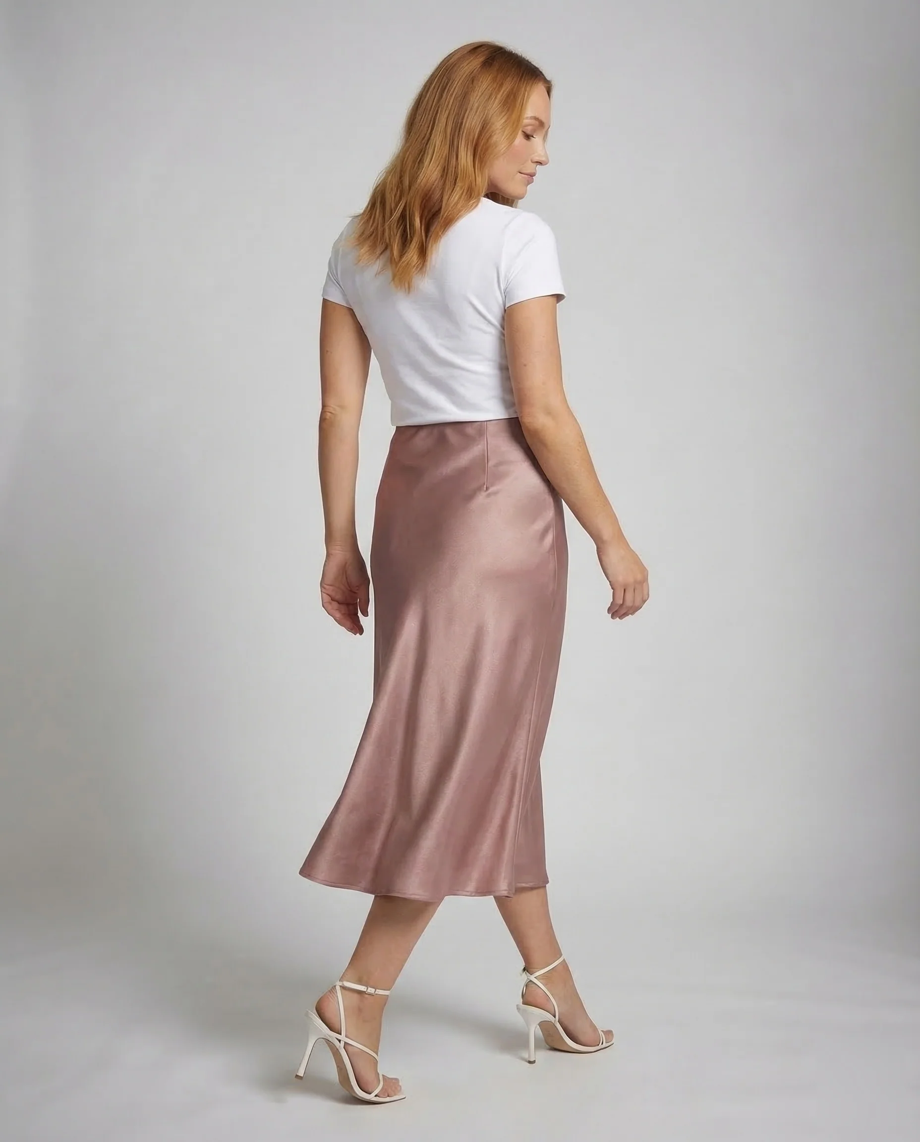 Damen Satin Midirock Schrägschnitt - Image 3