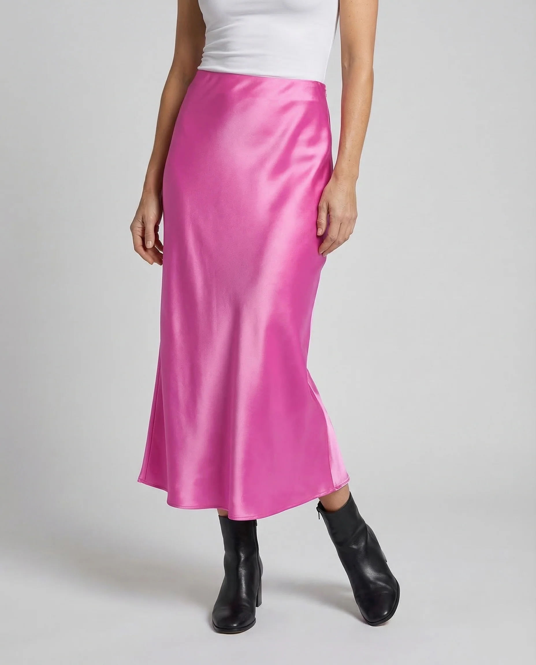 Damen Satin Maxirock Schrägschnitt - Image 2